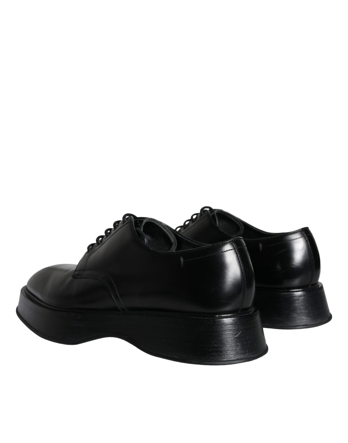 Dolce & Gabbana Black Calf Leather Derby Formal Dress Shoes EU45 / US12