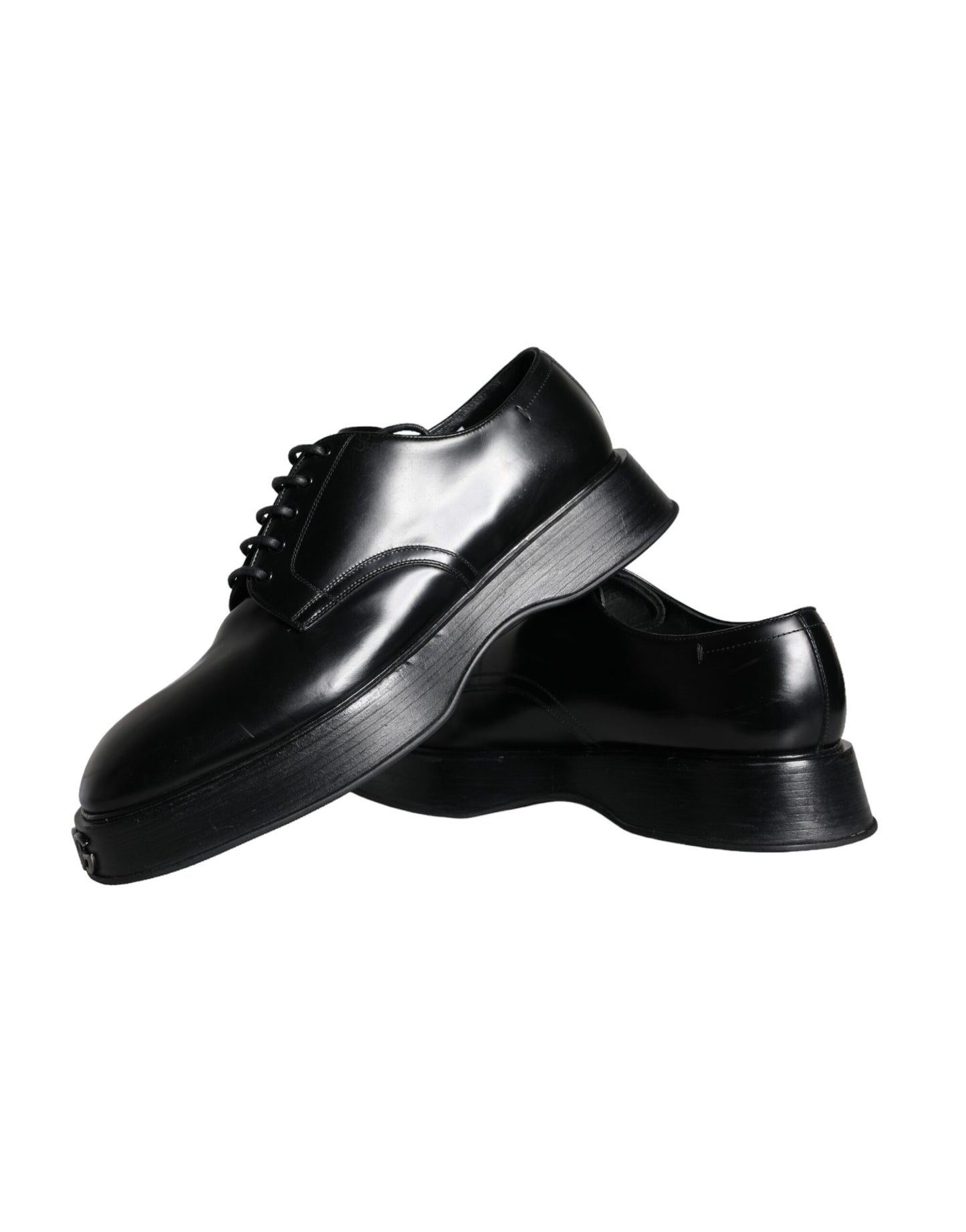 Dolce & Gabbana Black Calf Leather Derby Formal Dress Shoes EU45 / US12