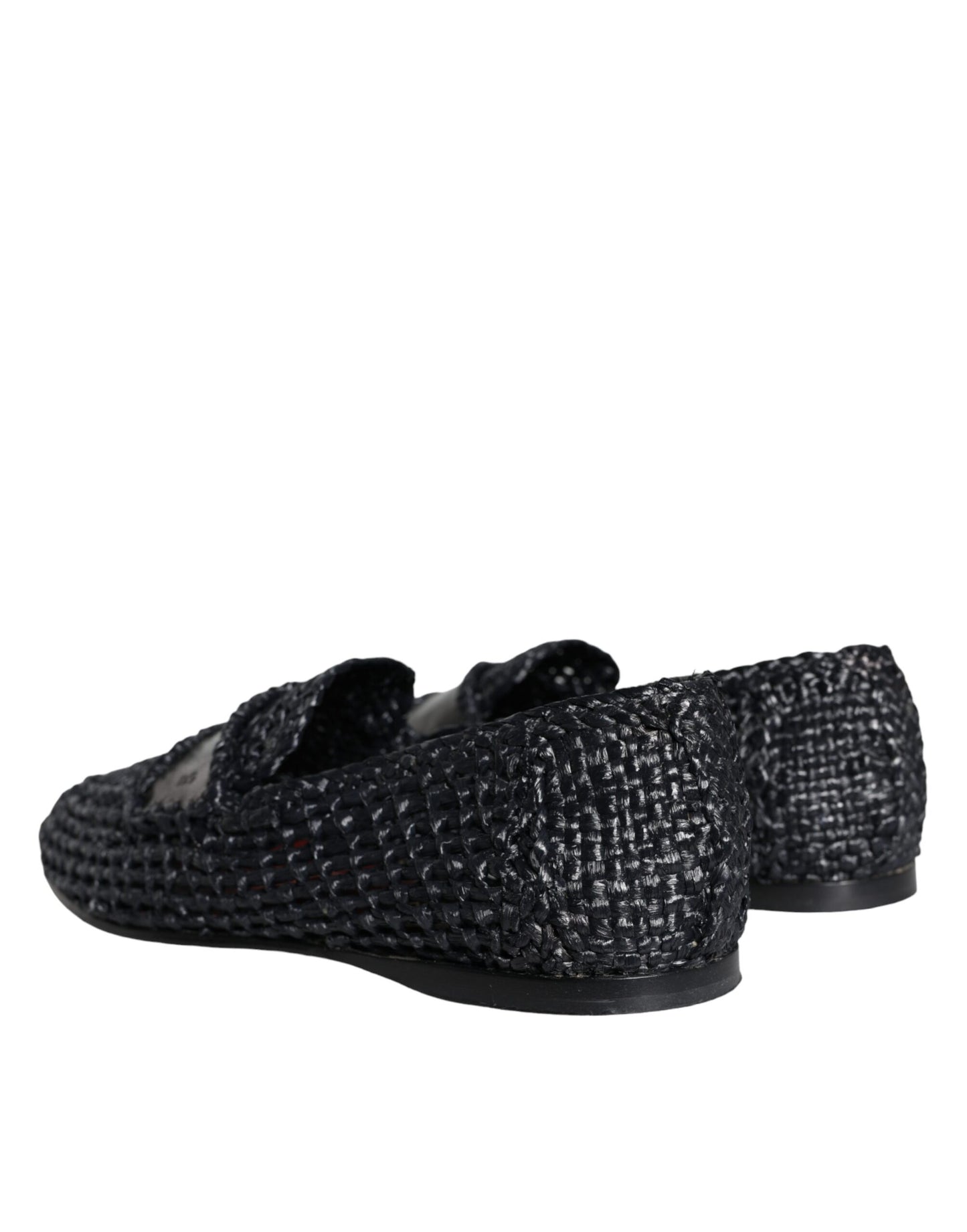 Dolce & Gabbana Black Woven Raffia Slip On Loafers Men Shoes EU40 / US7