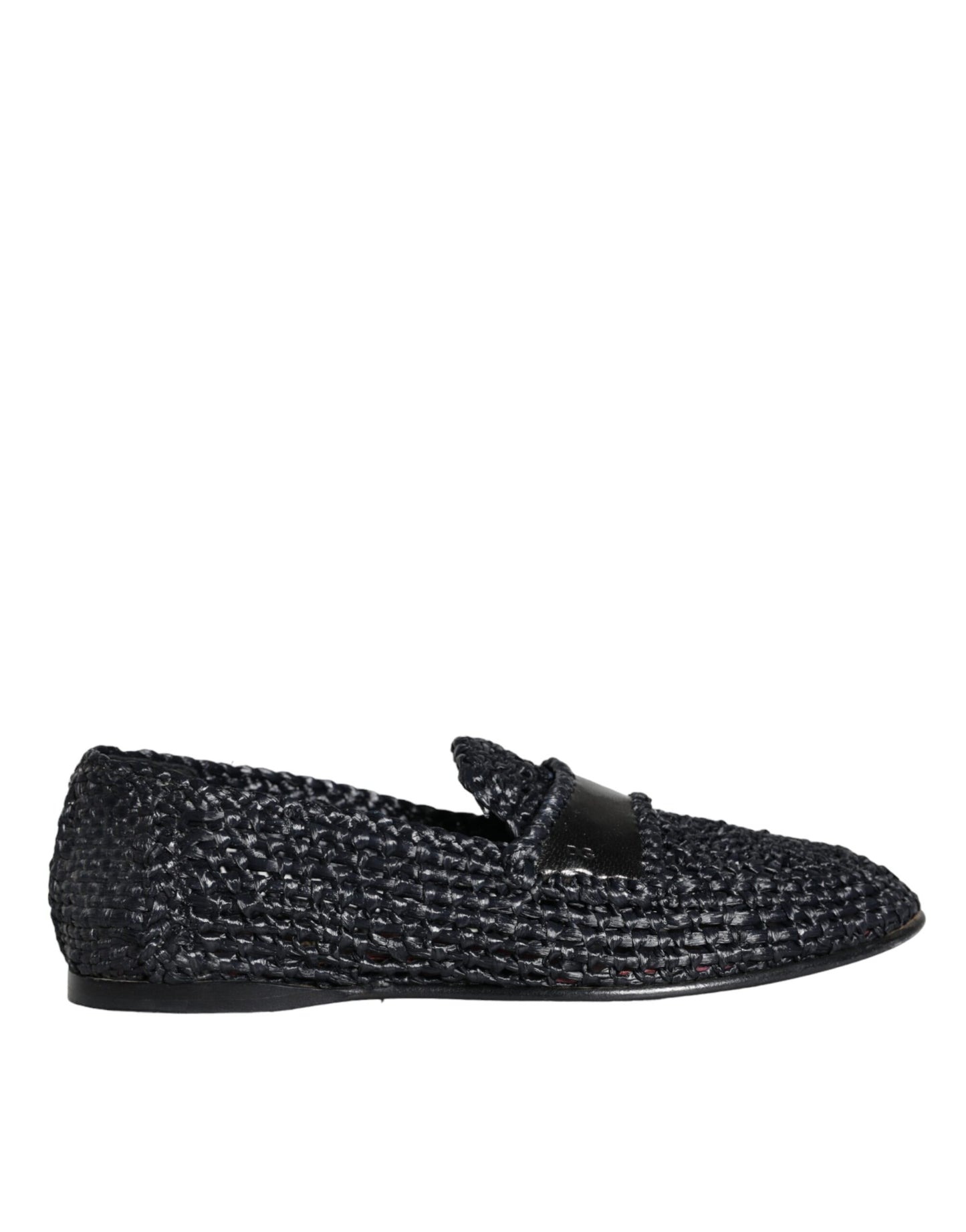 Dolce & Gabbana Black Woven Raffia Slip On Loafers Men Shoes EU40 / US7