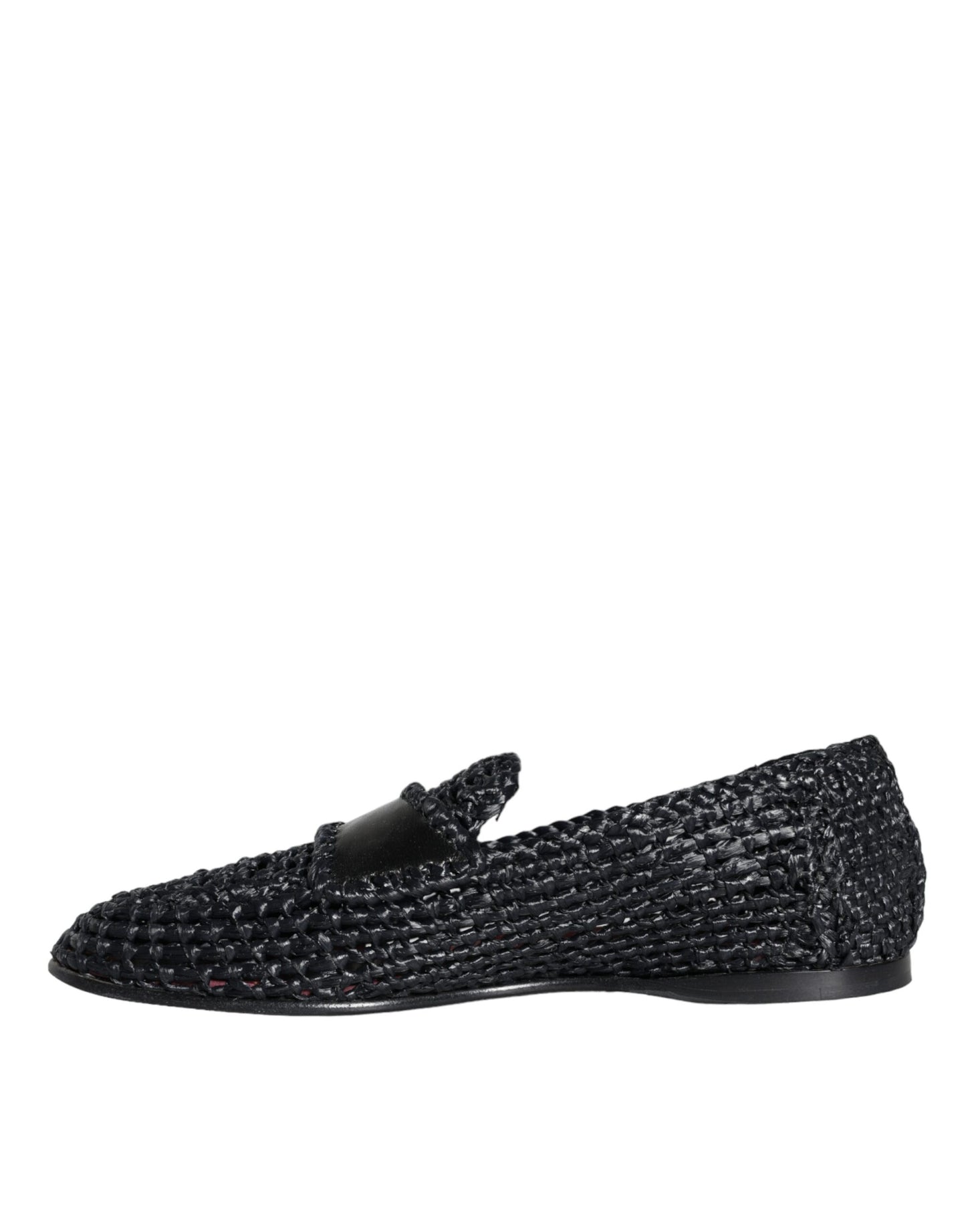 Dolce & Gabbana Black Woven Raffia Slip On Loafers Men Shoes EU40 / US7