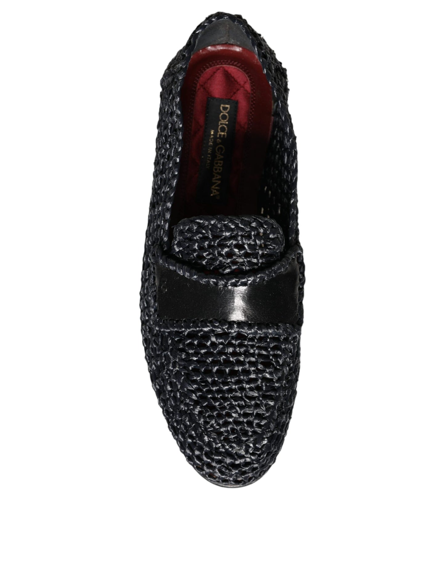 Dolce & Gabbana Black Woven Raffia Slip On Loafers Men Shoes EU40 / US7