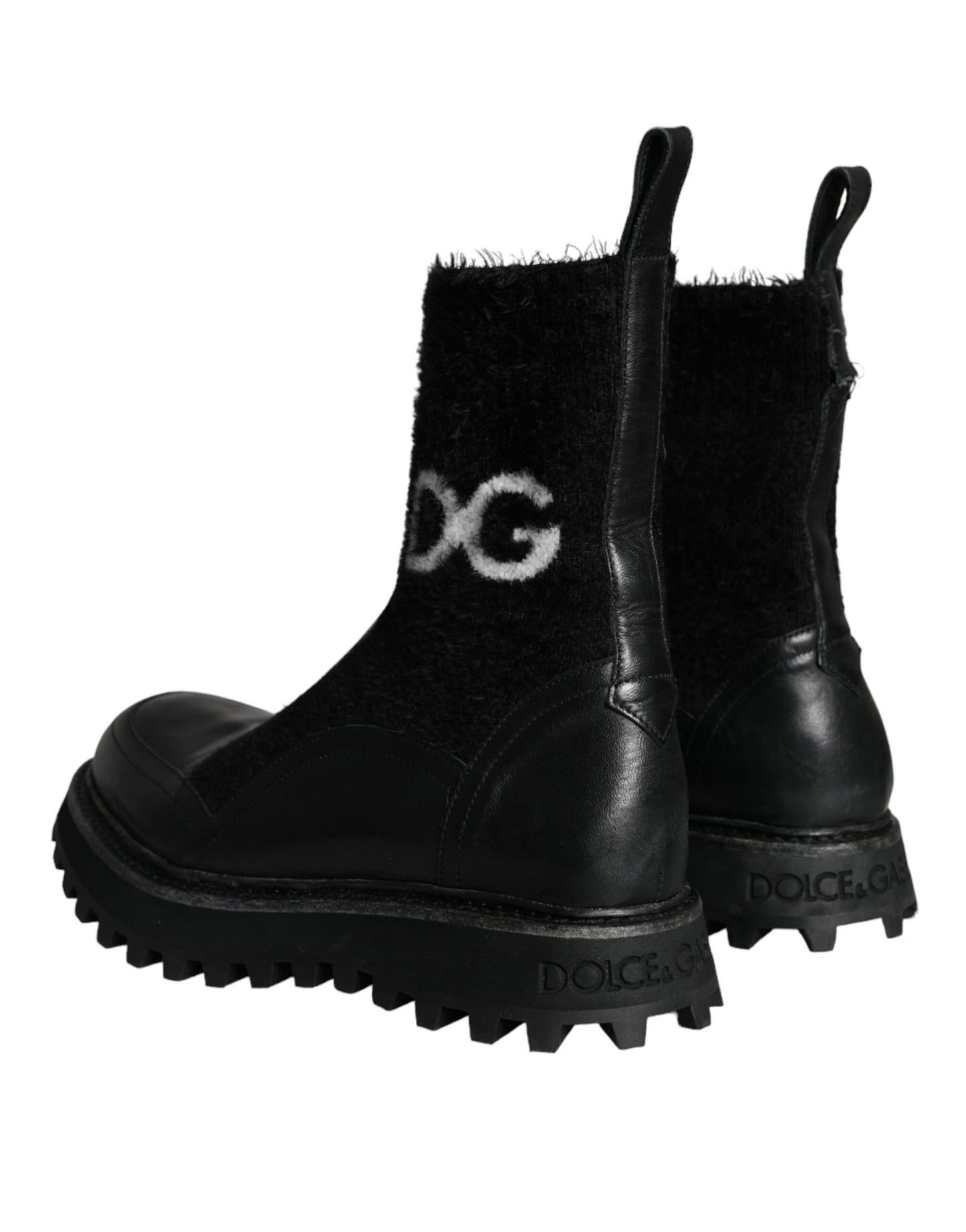 Dolce & Gabbana Black DG Logo Horse Sock Ankle Boots Shoes EU43 / US10