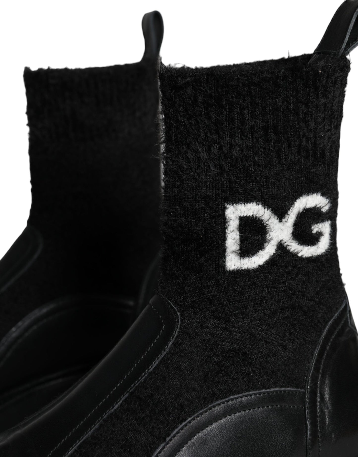 Dolce & Gabbana Black DG Logo Horse Sock Ankle Boots Shoes EU43 / US10