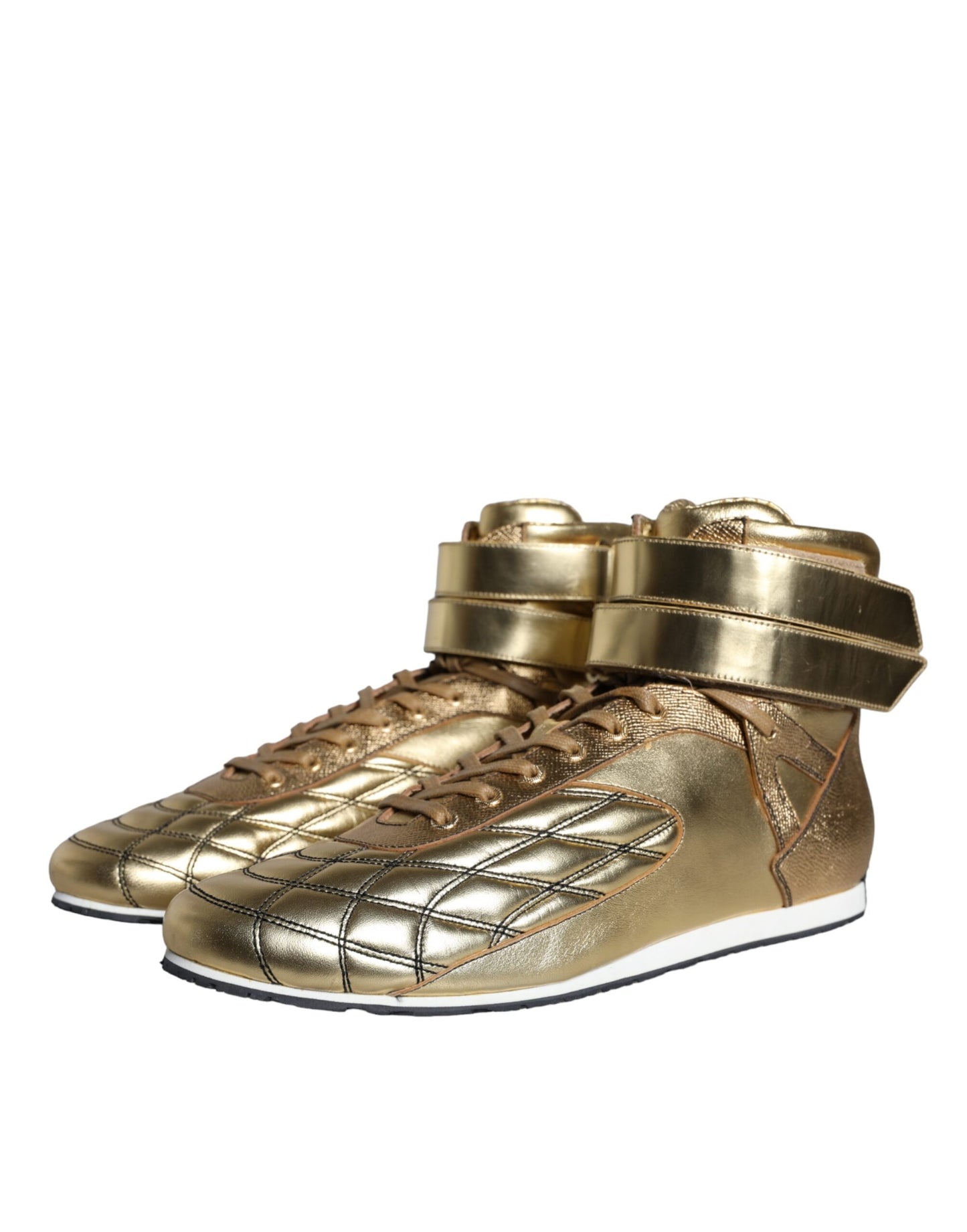 Dolce & Gabbana Gold Leather Sartoria High Top Sneakers Shoes EU44 / US11