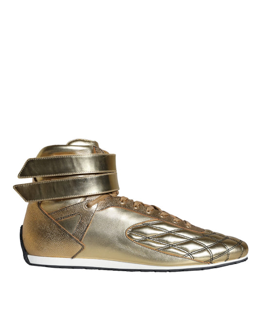 Dolce & Gabbana Gold Leather Sartoria High Top Sneakers Shoes EU44 / US11