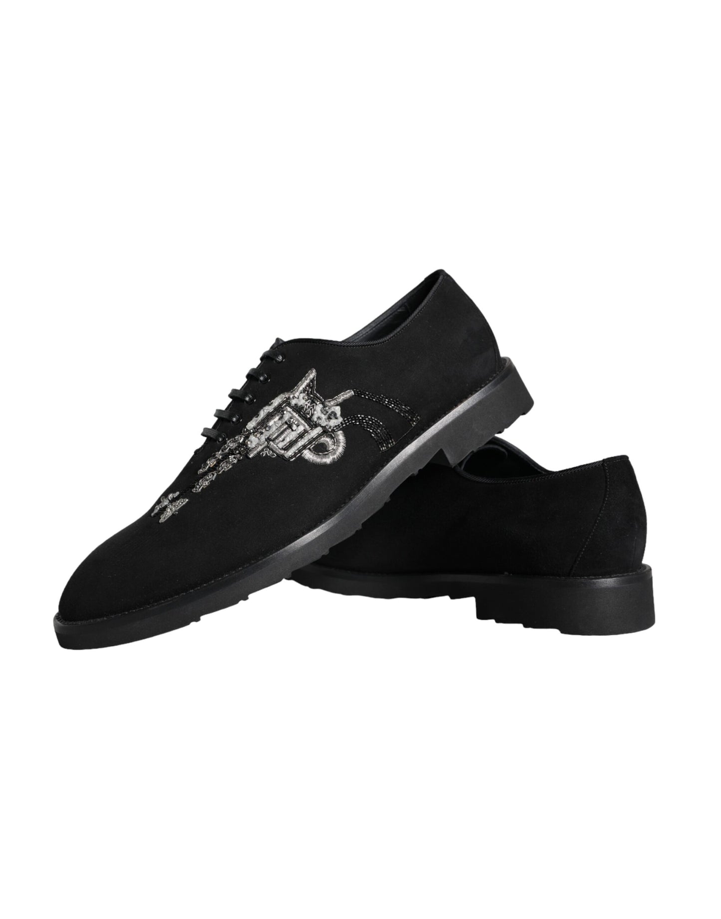 Dolce & Gabbana Black Suede Sicilia Lace Up Formal Shoes EU41.5 / US8.5