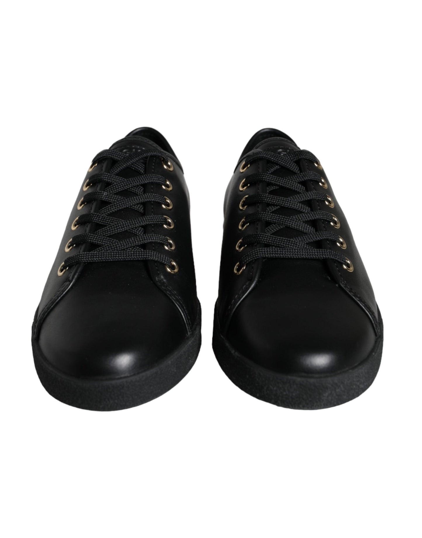 Dolce & Gabbana Black Gold Leather Classic Sneakers Shoes EU36.5 / US6