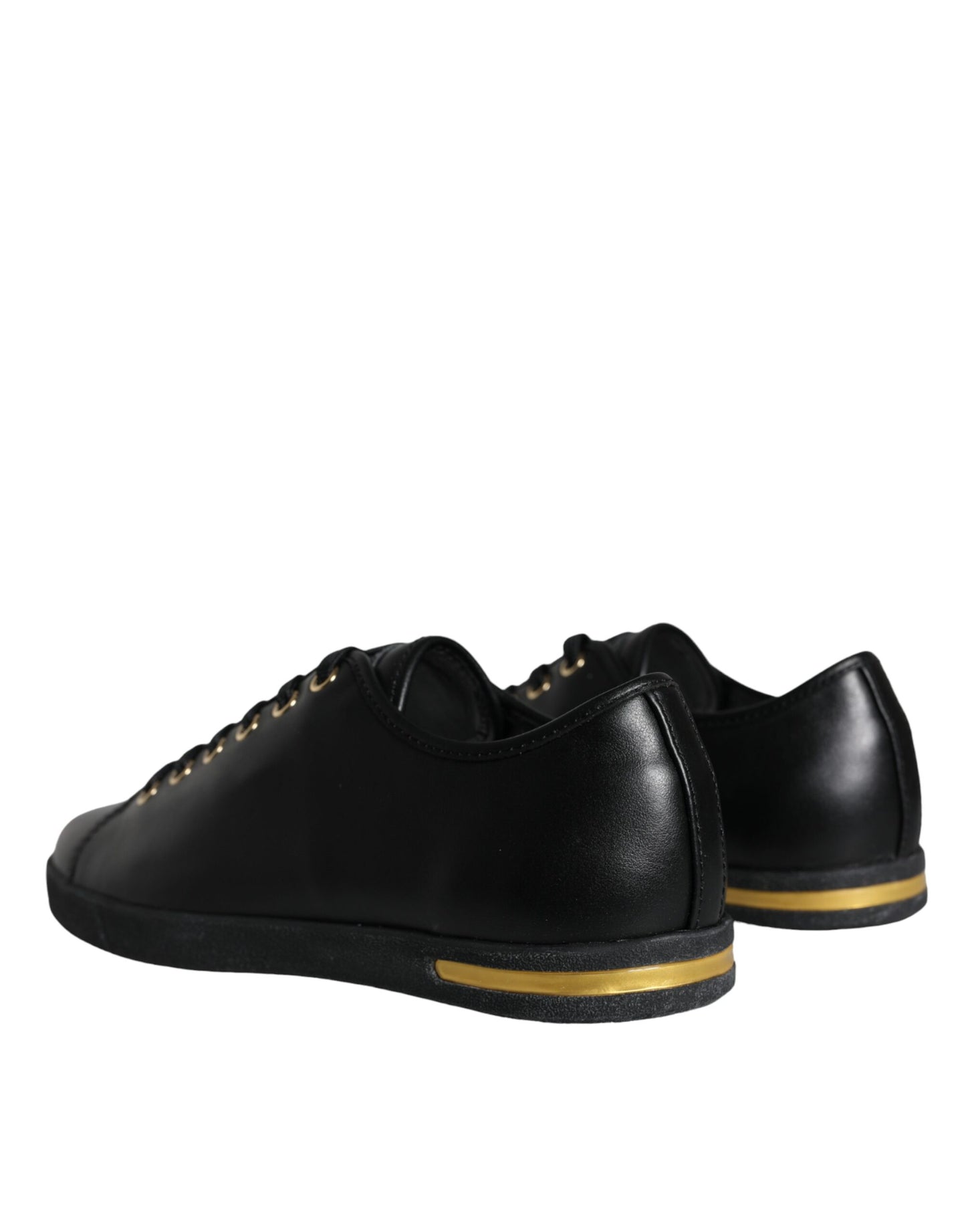 Dolce & Gabbana Black Gold Leather Classic Sneakers Shoes EU36.5 / US6