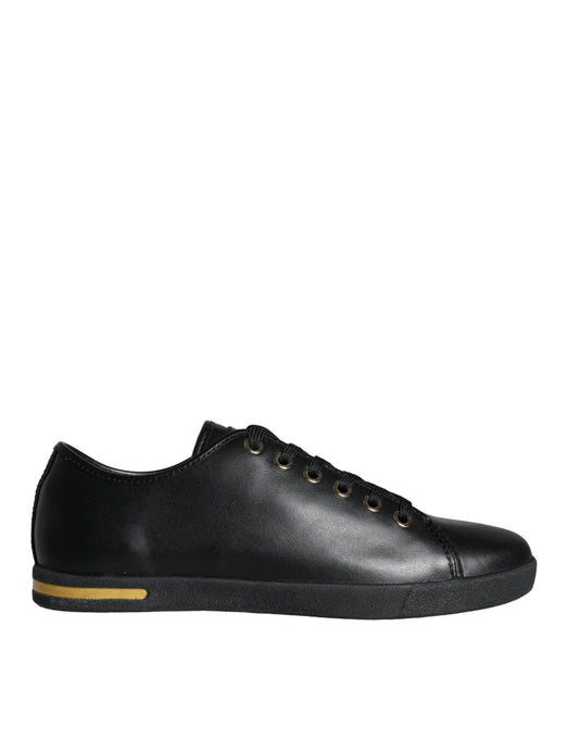 Dolce & Gabbana Black Gold Leather Classic Sneakers Shoes EU36.5 / US6