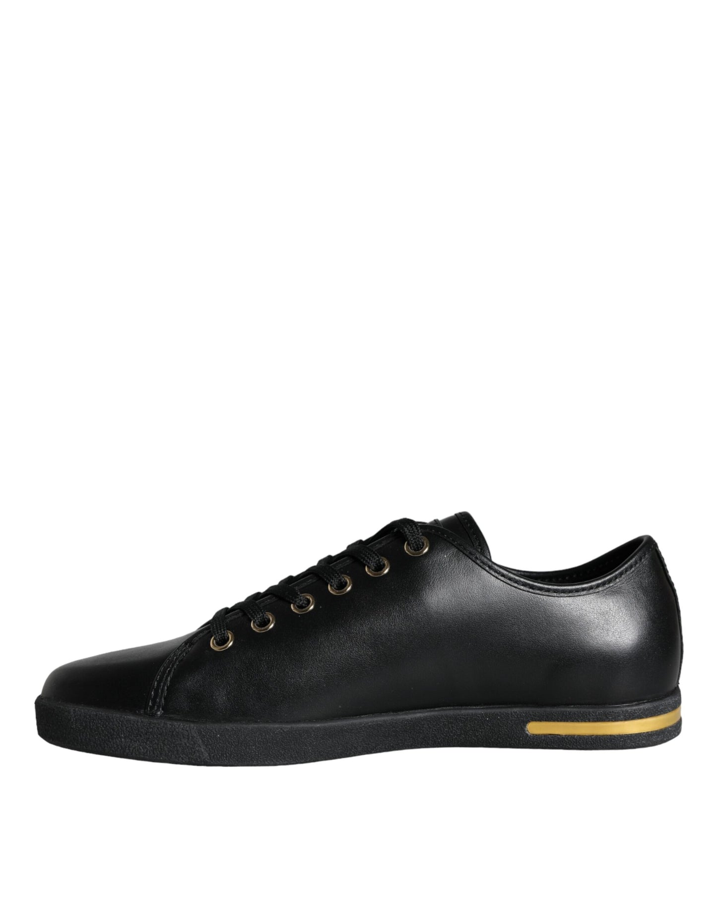 Dolce & Gabbana Black Gold Leather Classic Sneakers Shoes EU36.5 / US6