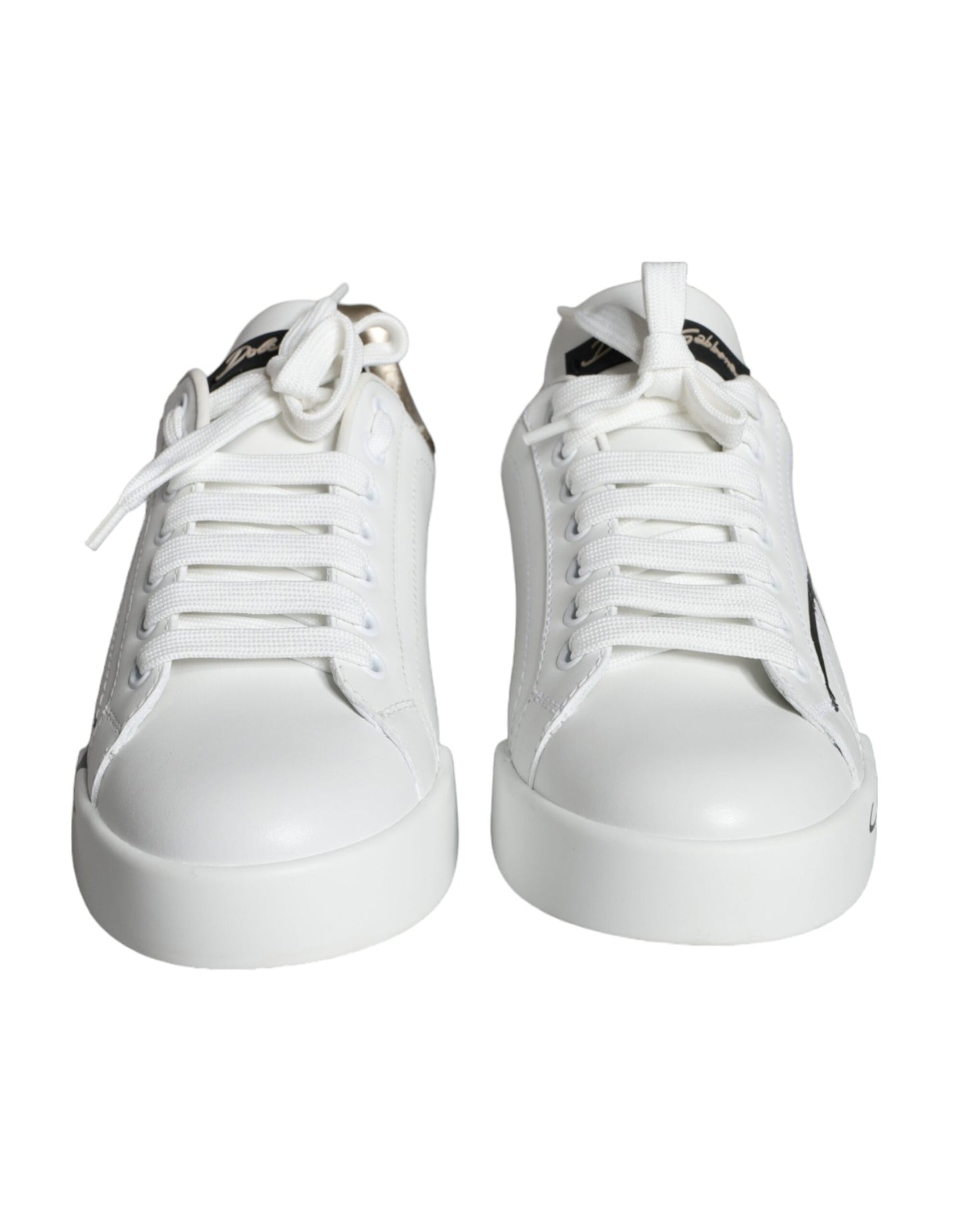 Dolce & Gabbana White Gold Portofino Low Top Leather Sneakers Shoes EU36 / US5.5