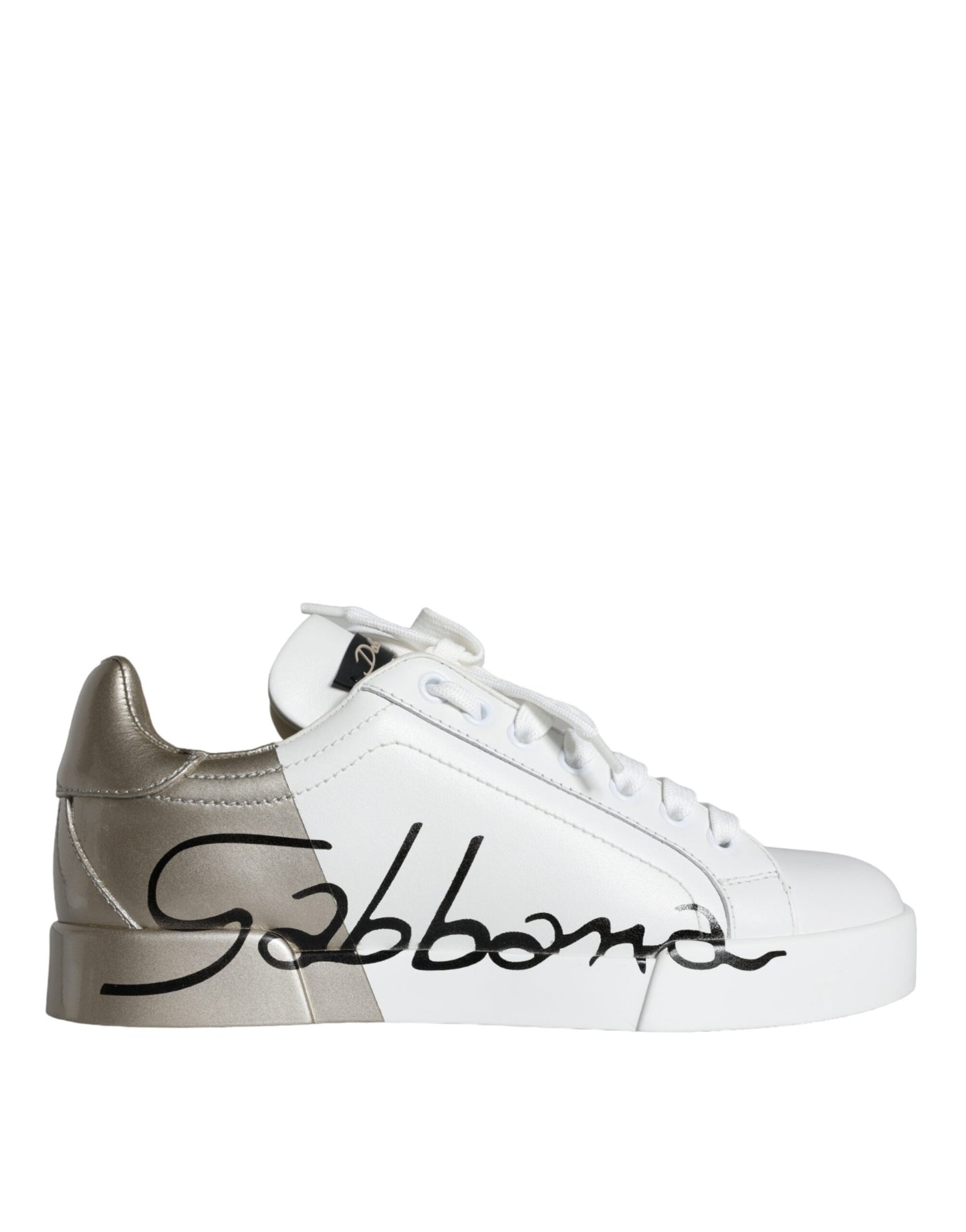 Dolce & Gabbana White Gold Portofino Low Top Leather Sneakers Shoes EU36 / US5.5