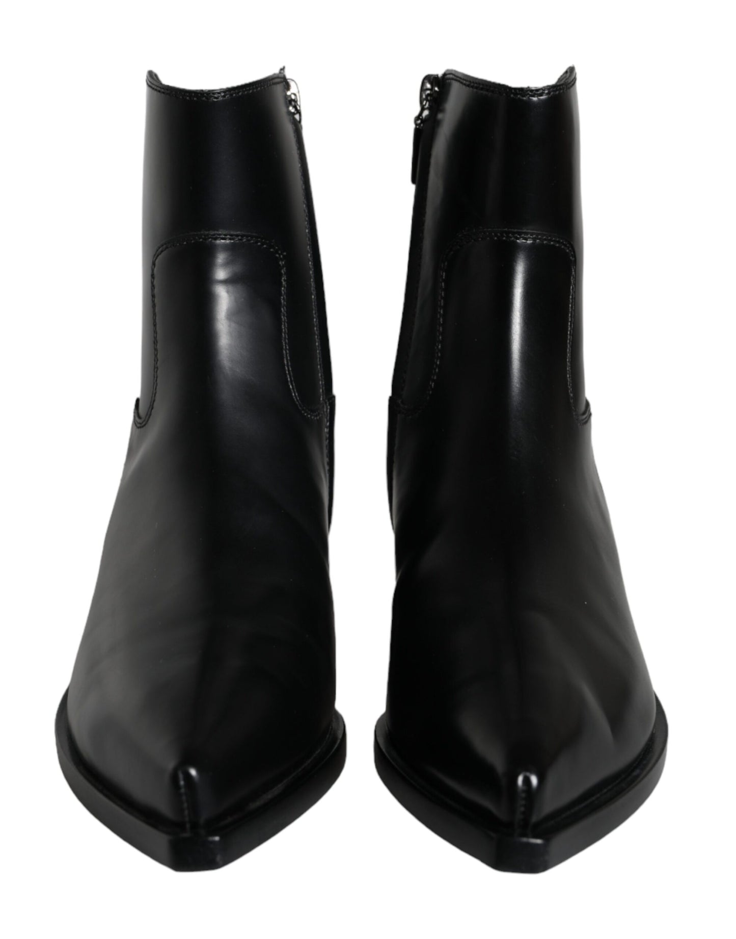 Dolce & Gabbana Black Leather Ankle Boots Booties Shoes EU37 / US6.5