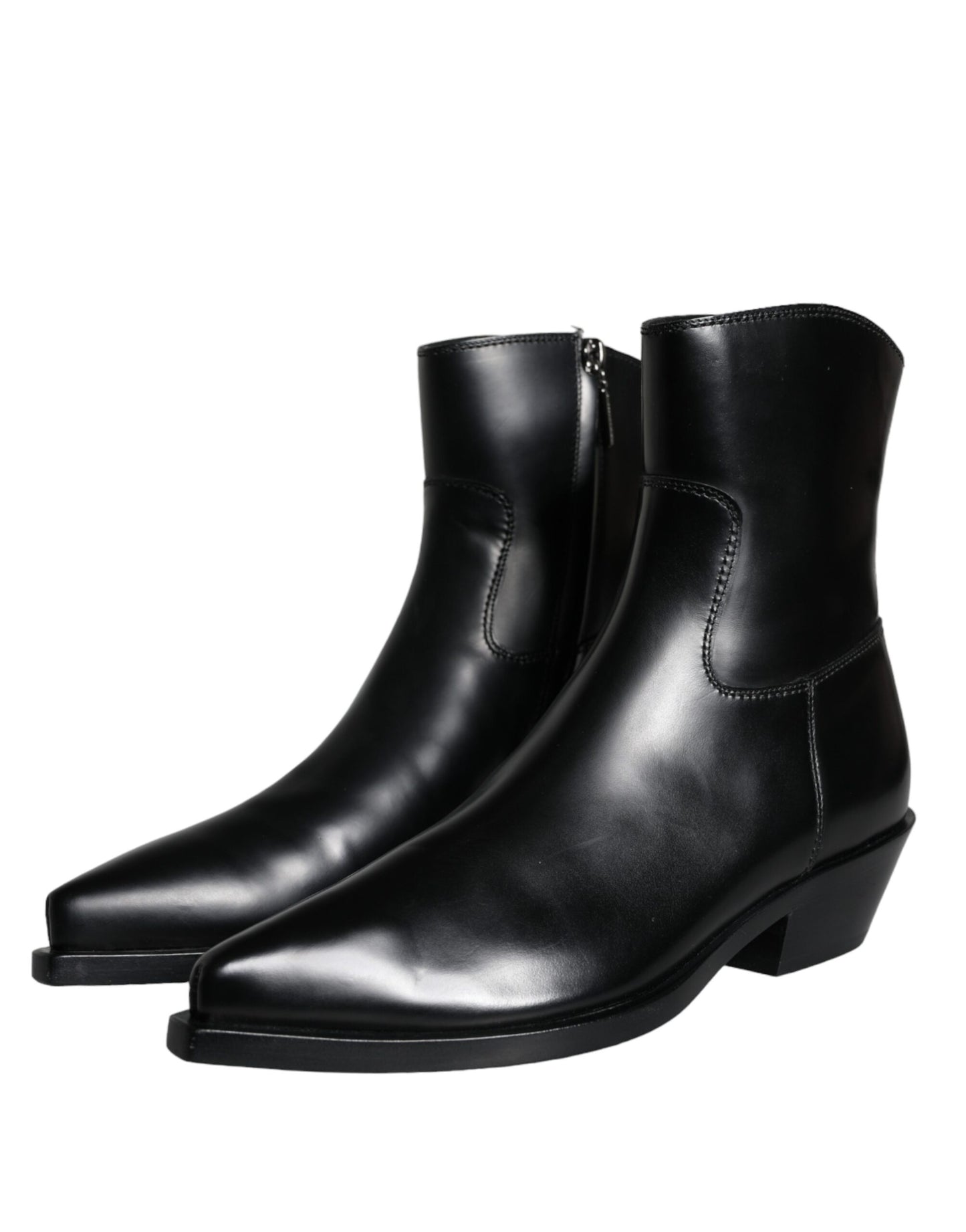 Dolce & Gabbana Black Leather Ankle Boots Booties Shoes EU37 / US6.5