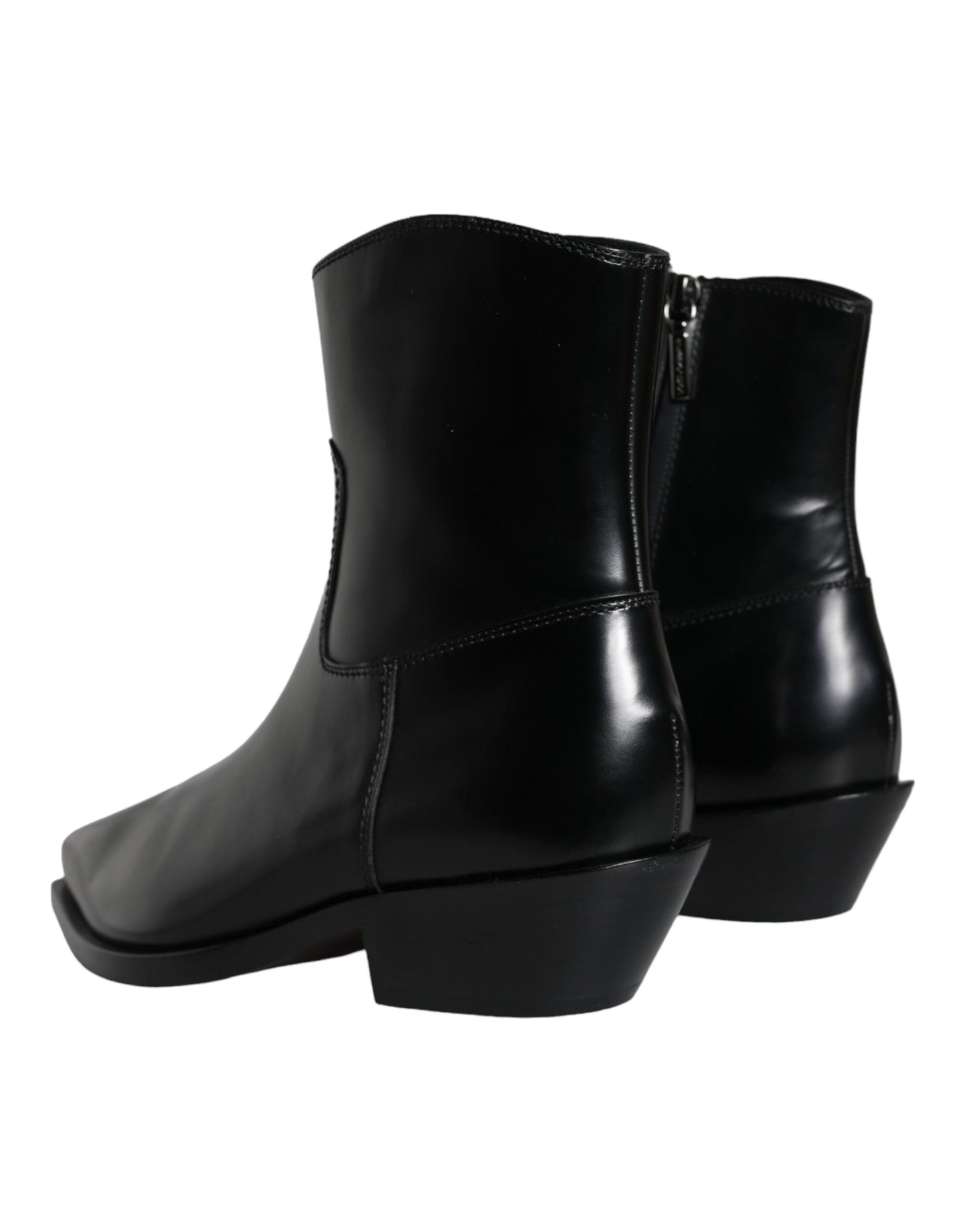 Dolce & Gabbana Black Leather Ankle Boots Booties Shoes EU37 / US6.5