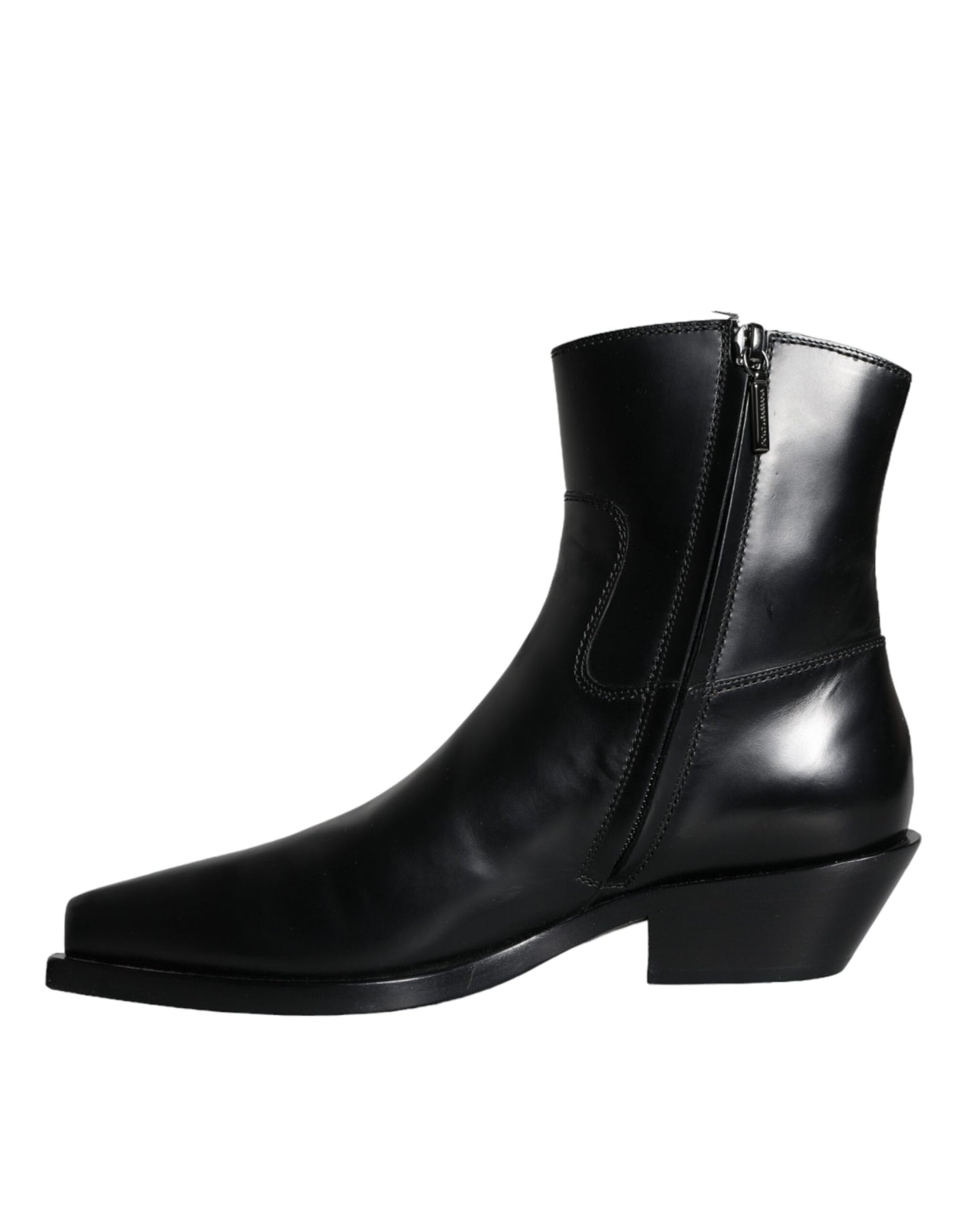 Dolce & Gabbana Black Leather Ankle Boots Booties Shoes EU37 / US6.5