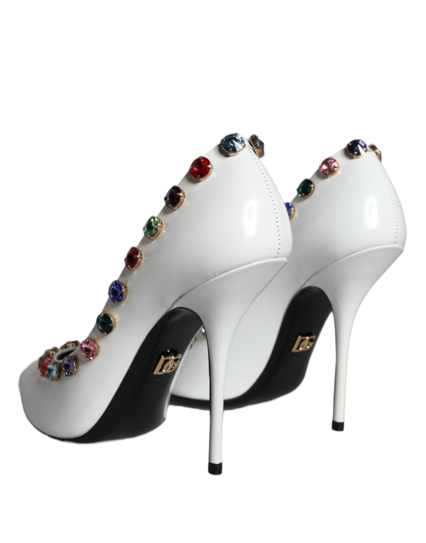 Dolce & Gabbana White Crystal Leather High Heels Pumps Shoes EU39 / US8.5