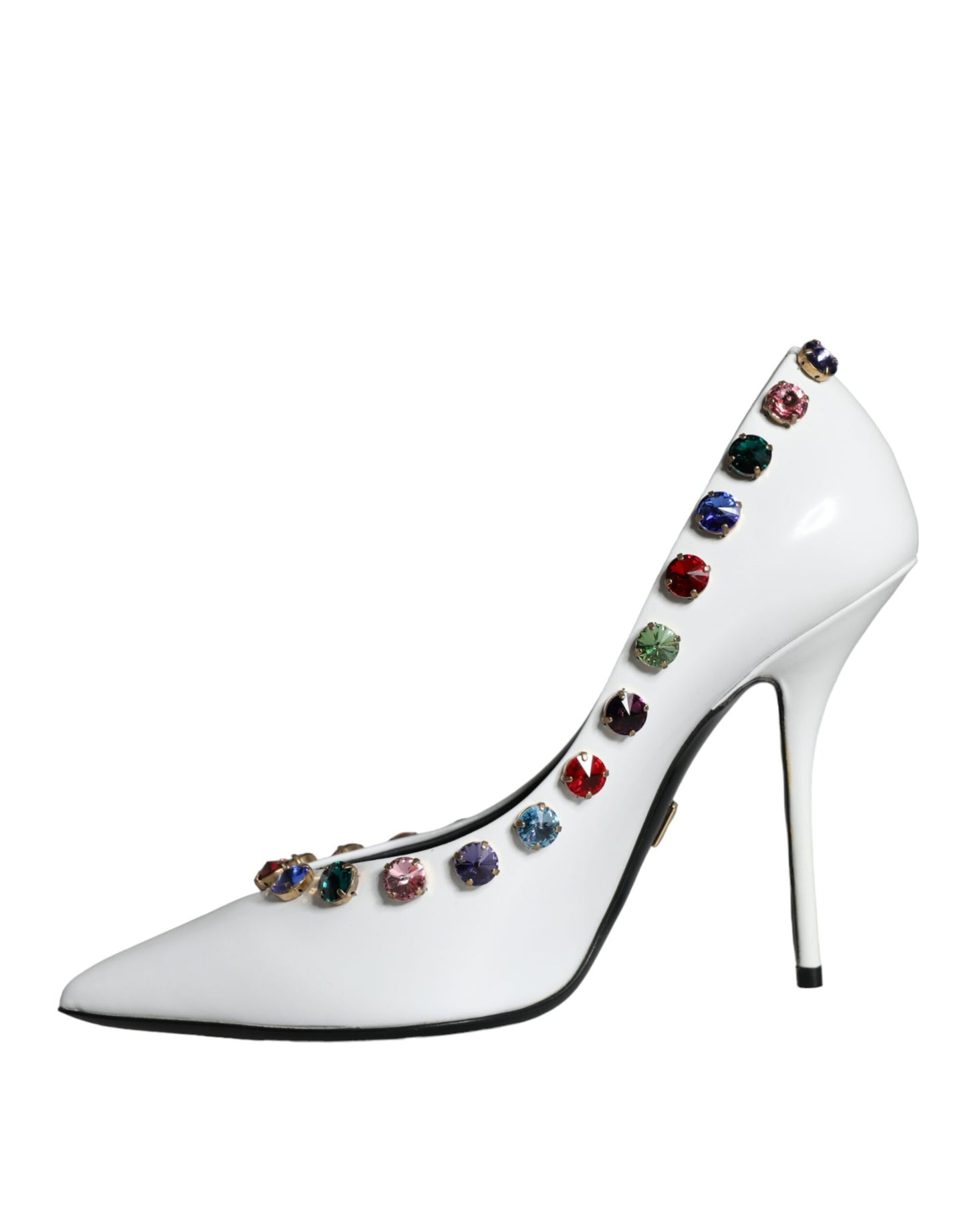 Dolce & Gabbana White Crystal Leather High Heels Pumps Shoes EU39 / US8.5