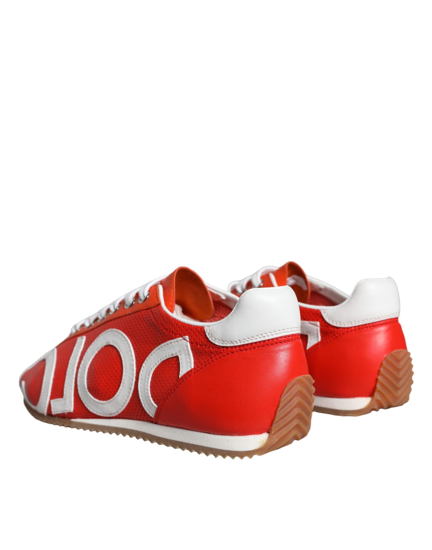 Dolce & Gabbana Red White Leather Logo Casual Sneakers Shoes EU39 / US8.5