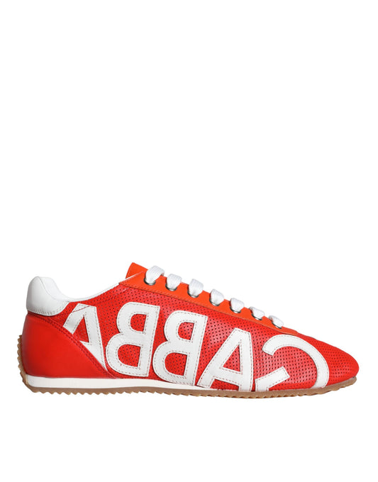 Dolce & Gabbana Red White Leather Logo Casual Sneakers Shoes EU39 / US8.5