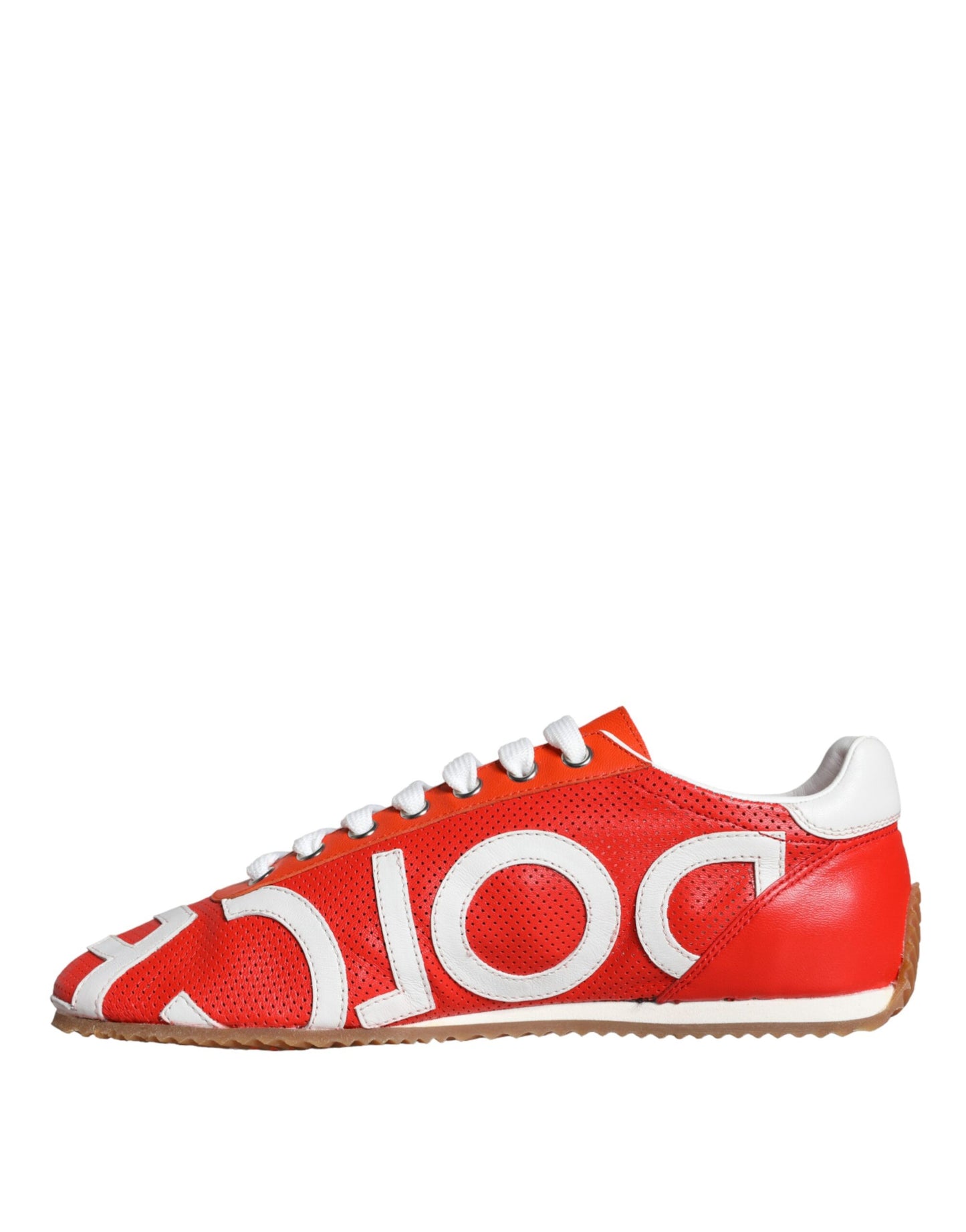 Dolce & Gabbana Red White Leather Logo Casual Sneakers Shoes EU39 / US8.5