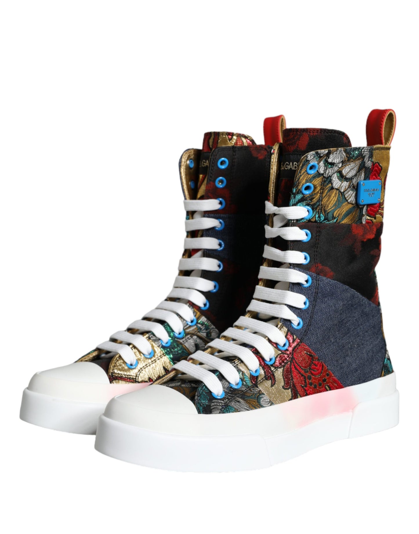 Dolce & Gabbana Multicolor Patchwork Logo High Top Sneakers Shoes EU40 / US9.5