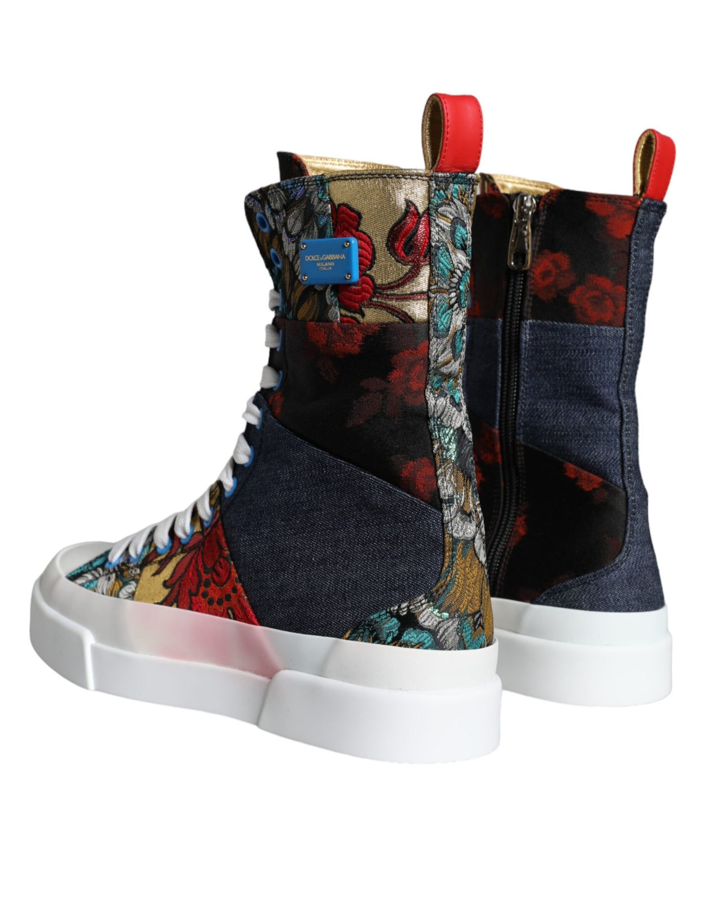 Dolce & Gabbana Multicolor Patchwork Logo High Top Sneakers Shoes EU40 / US9.5