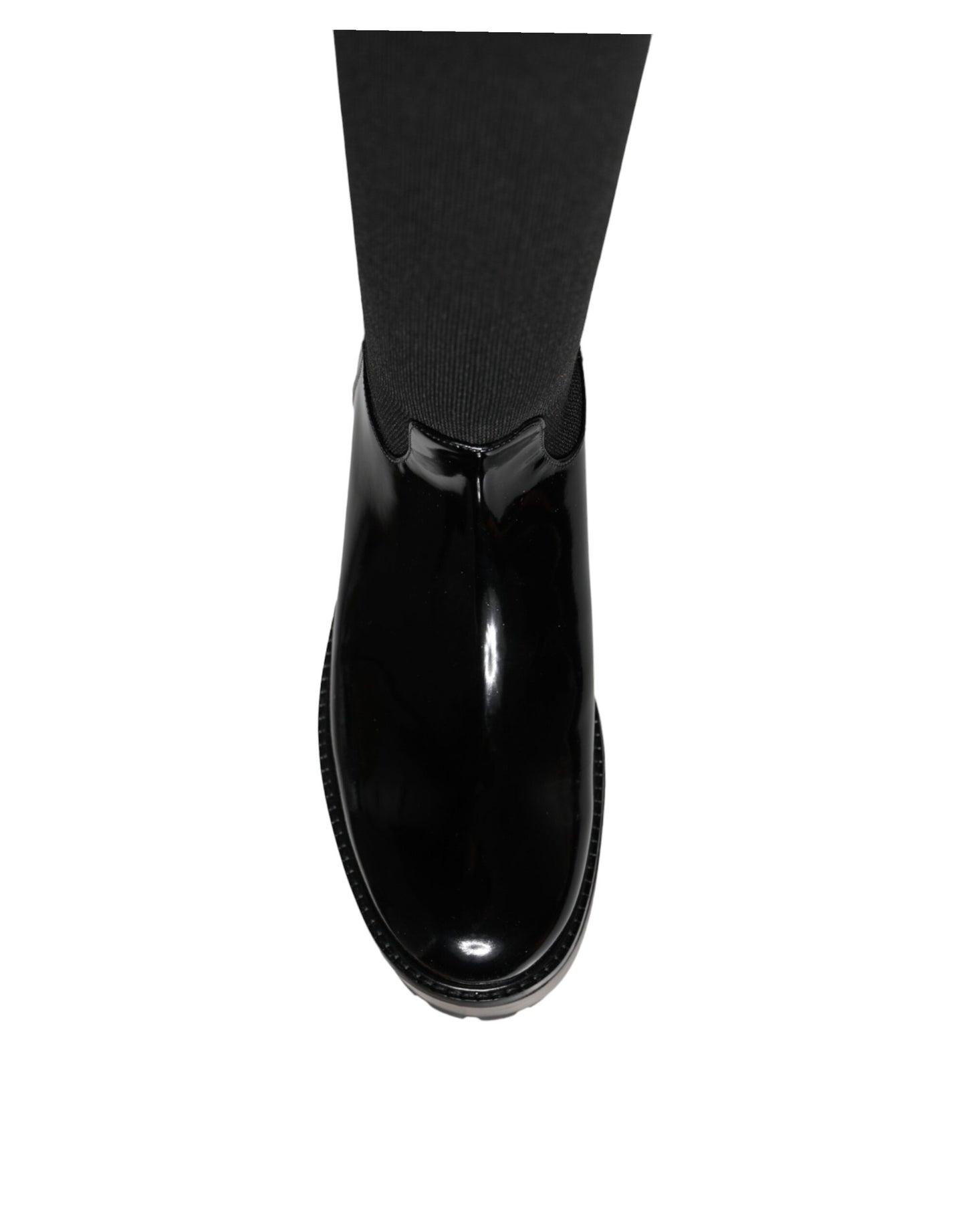 Dolce & Gabbana Black Leather Jersey Knee High Boots Shoes EU39 / US8.5