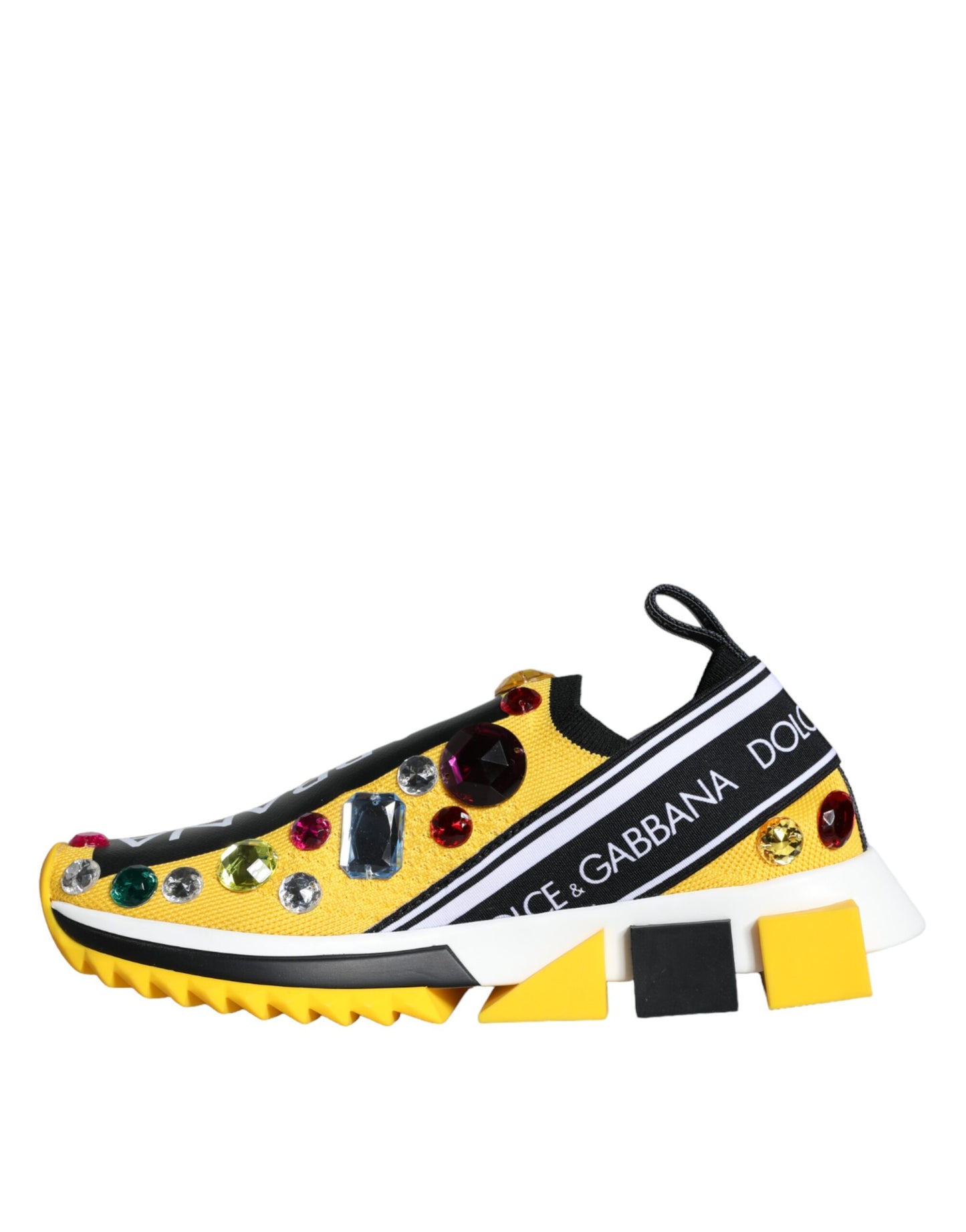 Dolce & Gabbana Yellow Sorrento Crystals Sneakers Womens Shoes EU37 / US6.5