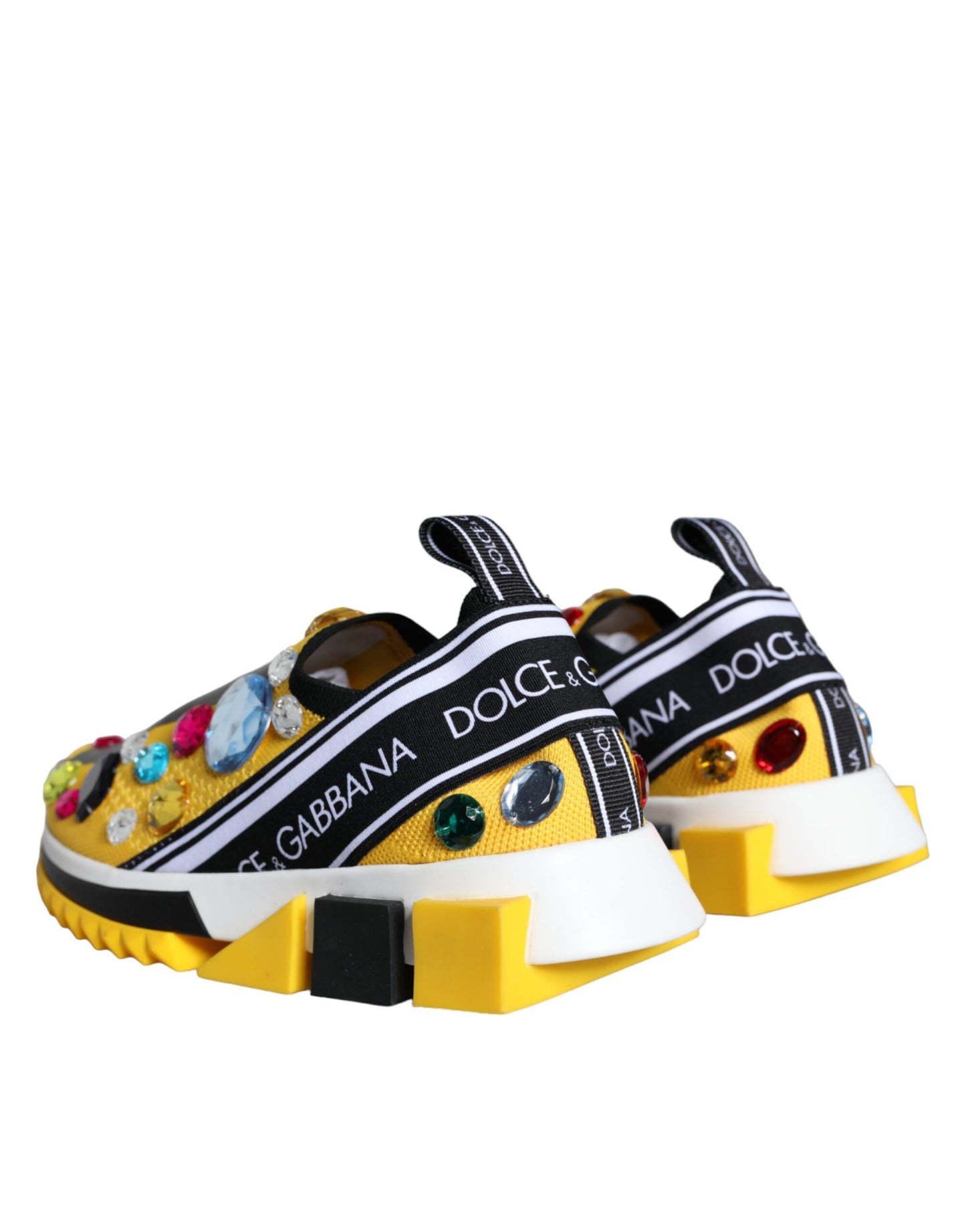 Dolce & Gabbana Yellow Sorrento Crystals Sneakers Womens Shoes EU37 / US6.5