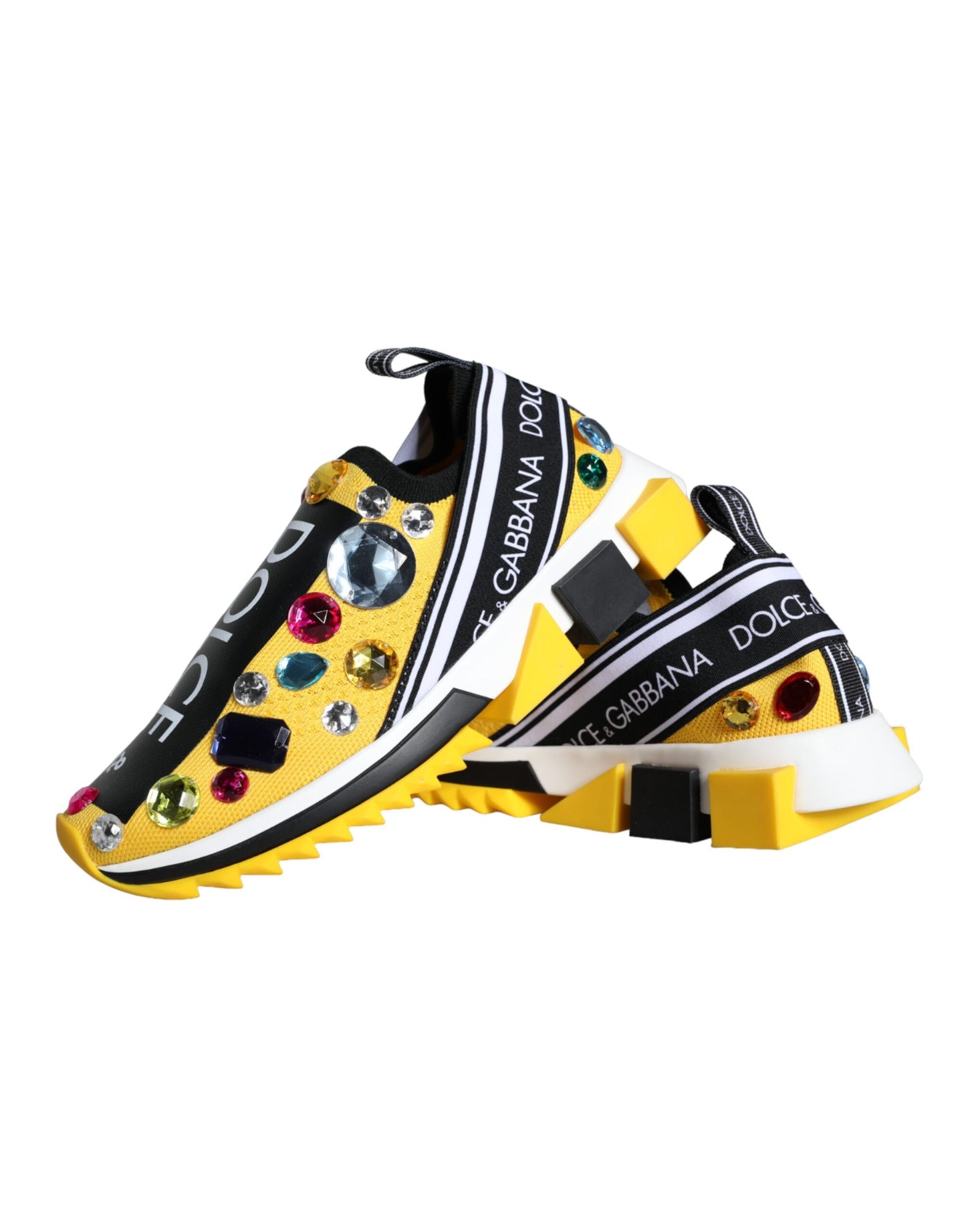 Dolce & Gabbana Yellow Sorrento Crystals Sneakers Womens Shoes EU37 / US6.5