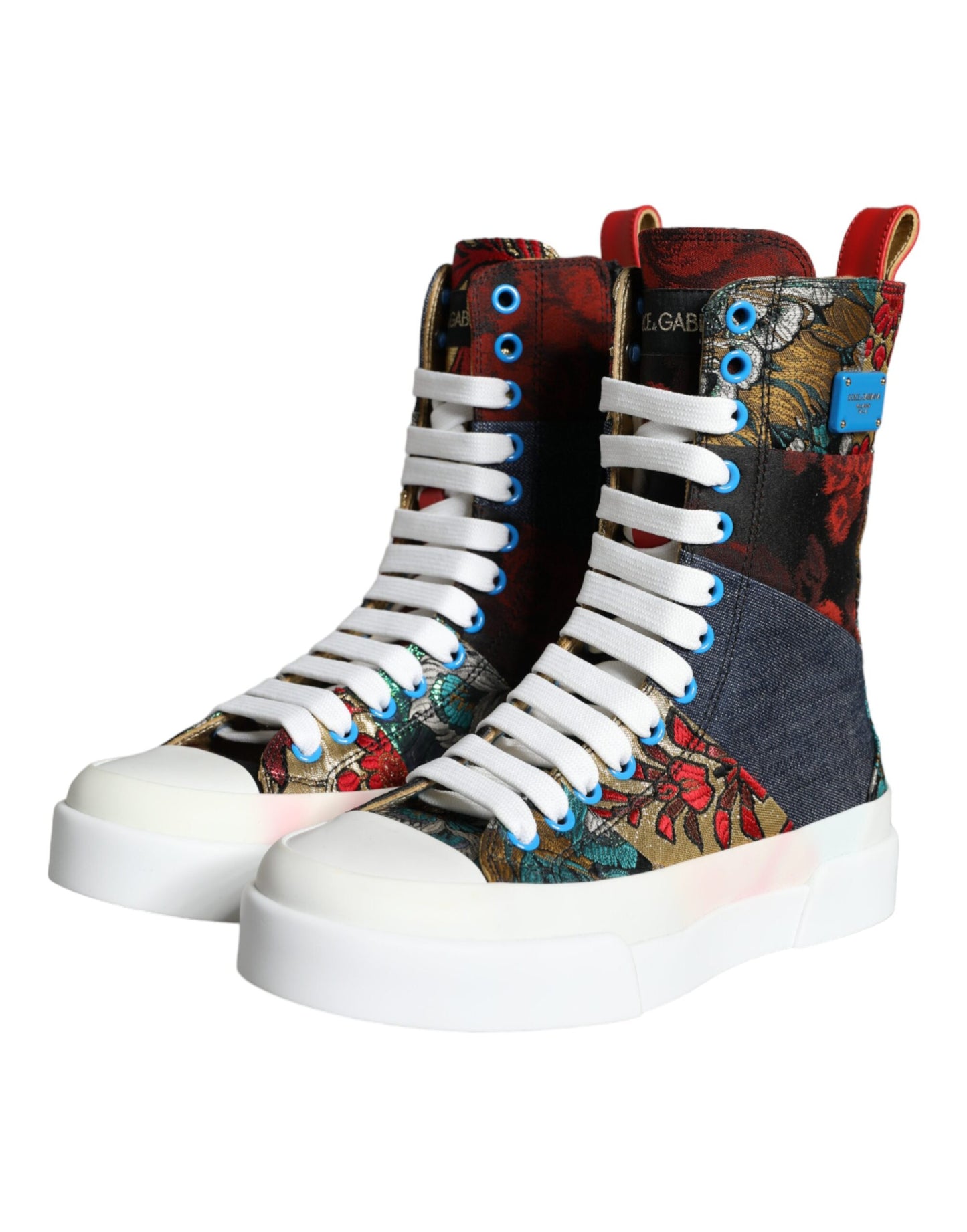 Dolce & Gabbana Multicolor Patchwork Logo High Top Sneakers Shoes EU35.5 / US5