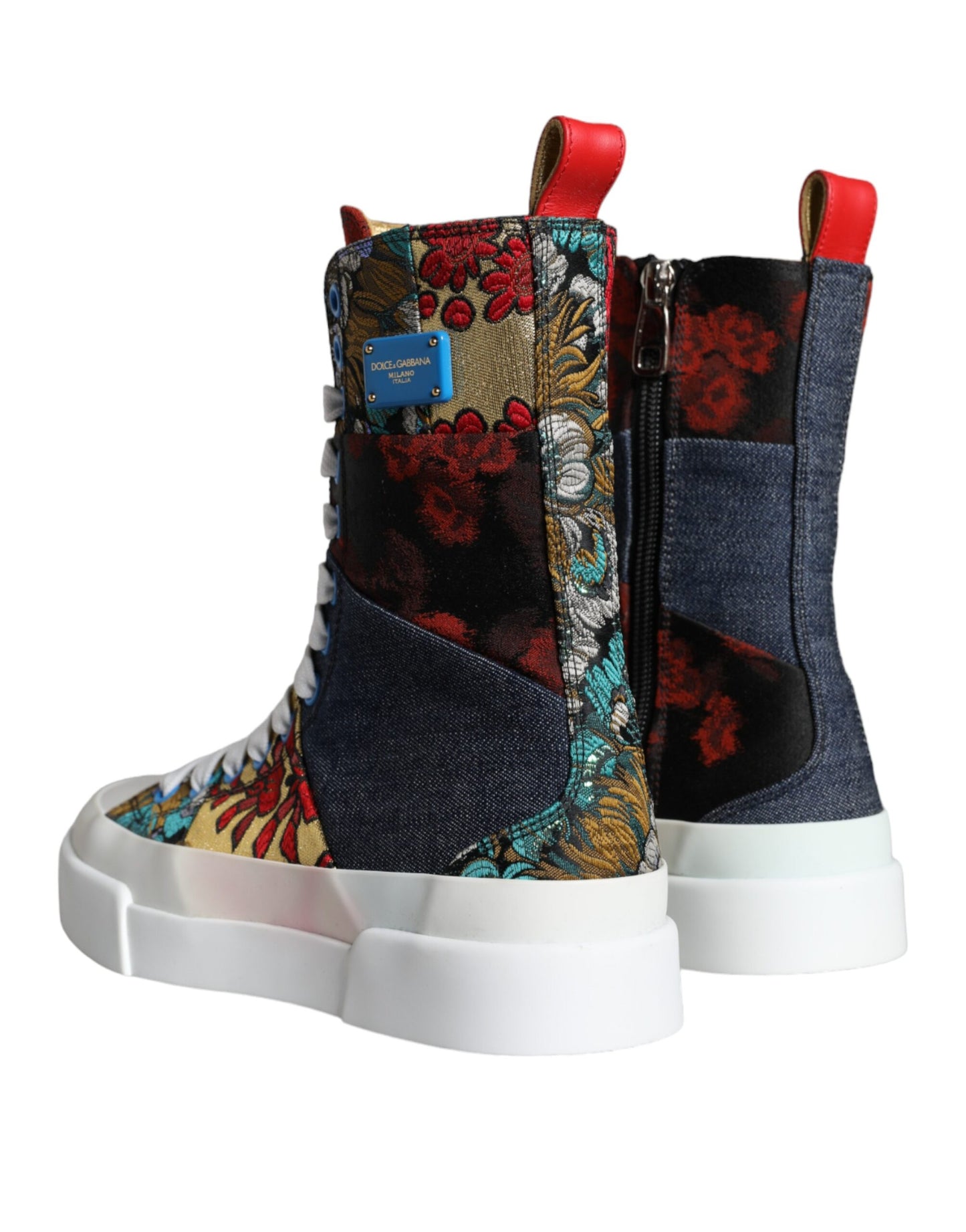 Dolce & Gabbana Multicolor Patchwork Logo High Top Sneakers Shoes EU35.5 / US5