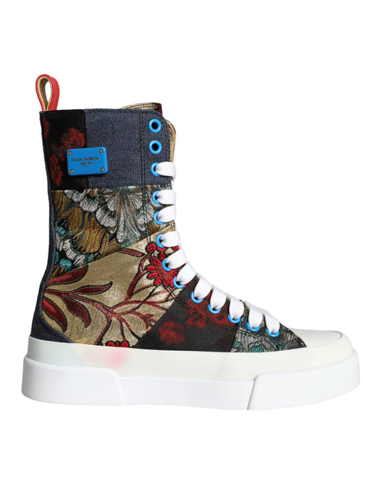 Dolce & Gabbana Multicolor Patchwork Logo High Top Sneakers Shoes EU35.5 / US5