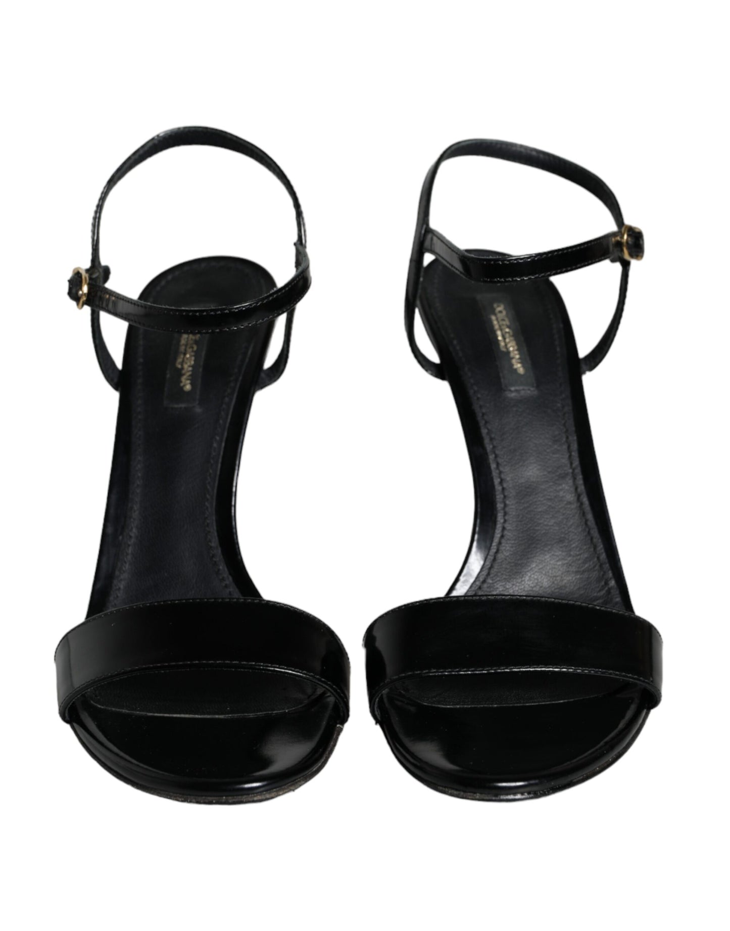 Dolce & Gabbana Black KEIRA Leather Heels Sandals Shoes EU38.5 / US8