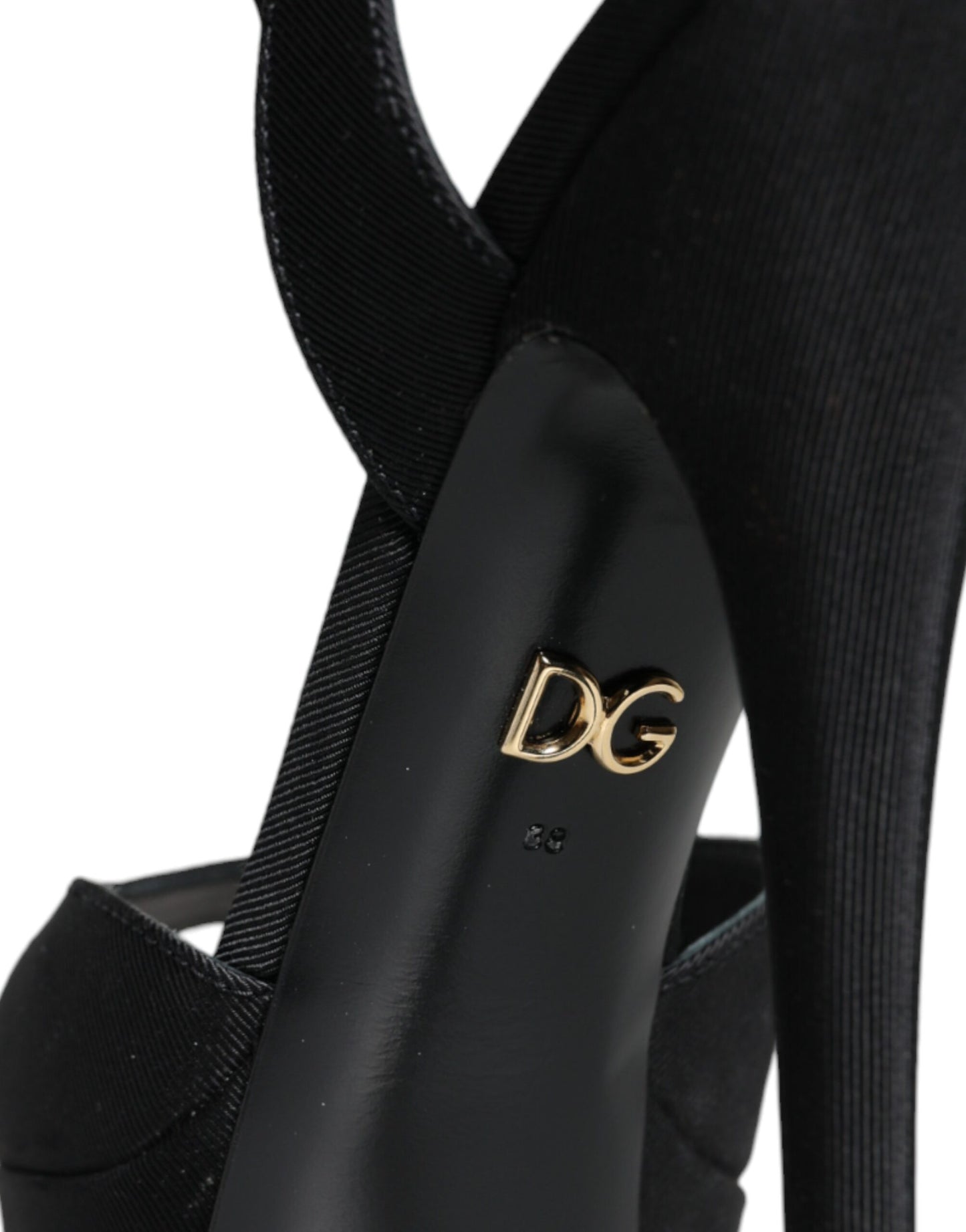 Dolce & Gabbana Black Leather Platform Heels Sandals Shoes EU38 / US7.5