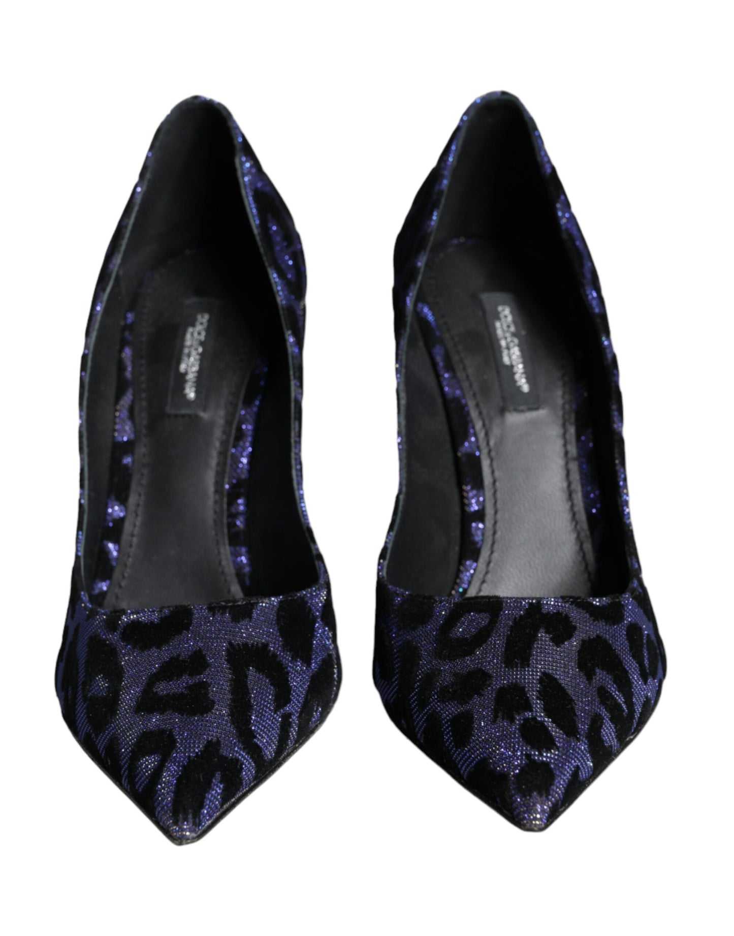 Dolce & Gabbana Dark Blue Leopard Lurex Heels Pumps Shoes EU37 / US6.5