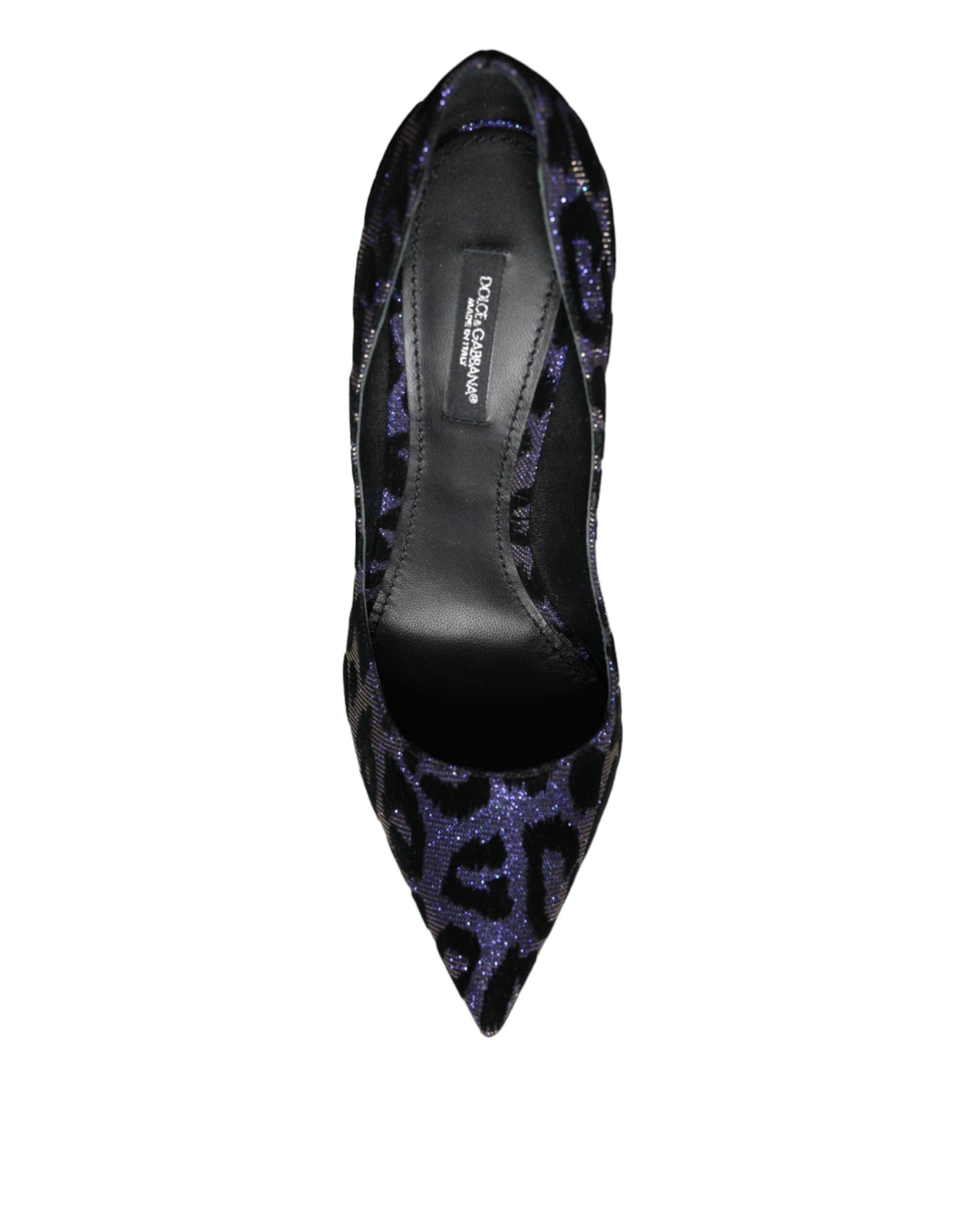 Dolce & Gabbana Dark Blue Leopard Lurex Heels Pumps Shoes EU37 / US6.5