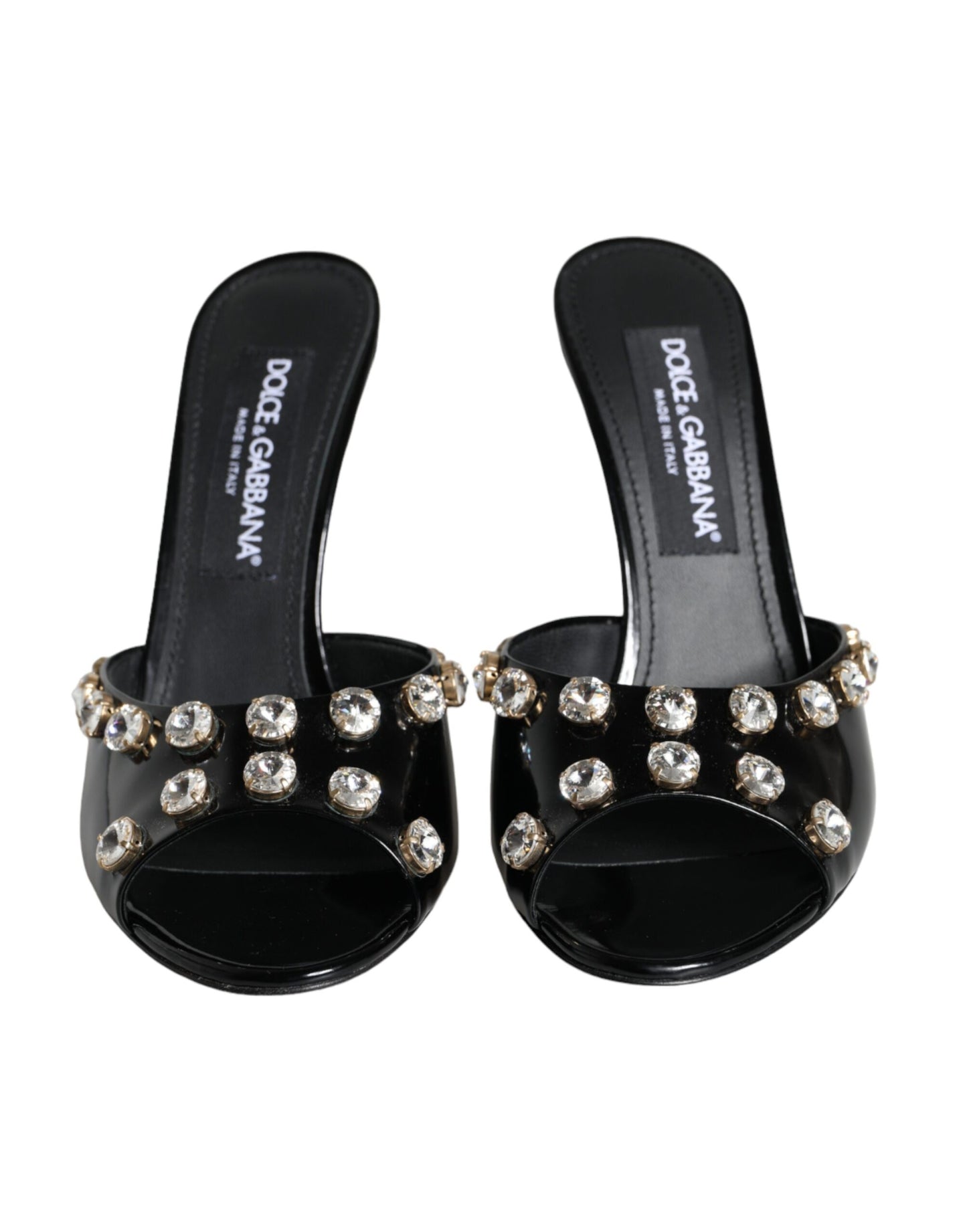 Dolce & Gabbana Black Crystal Heels Keira Sandals Shoes EU39 / US8.5