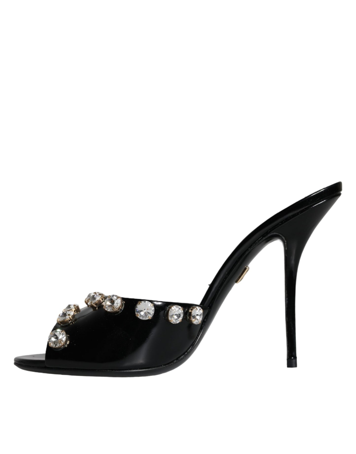 Dolce & Gabbana Black Crystal Heels Keira Sandals Shoes EU39 / US8.5