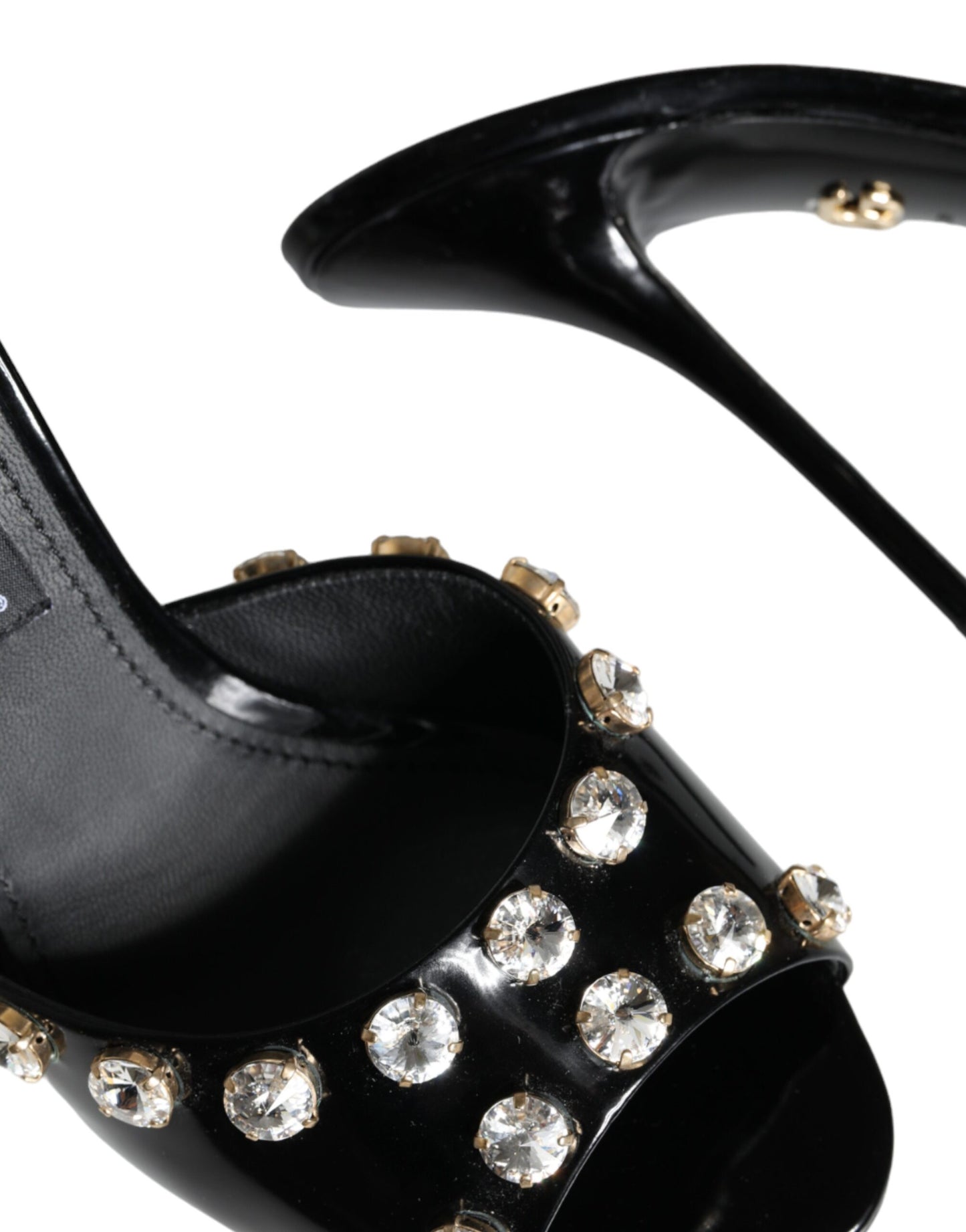 Dolce & Gabbana Black Crystal Heels Keira Sandals Shoes EU39 / US8.5