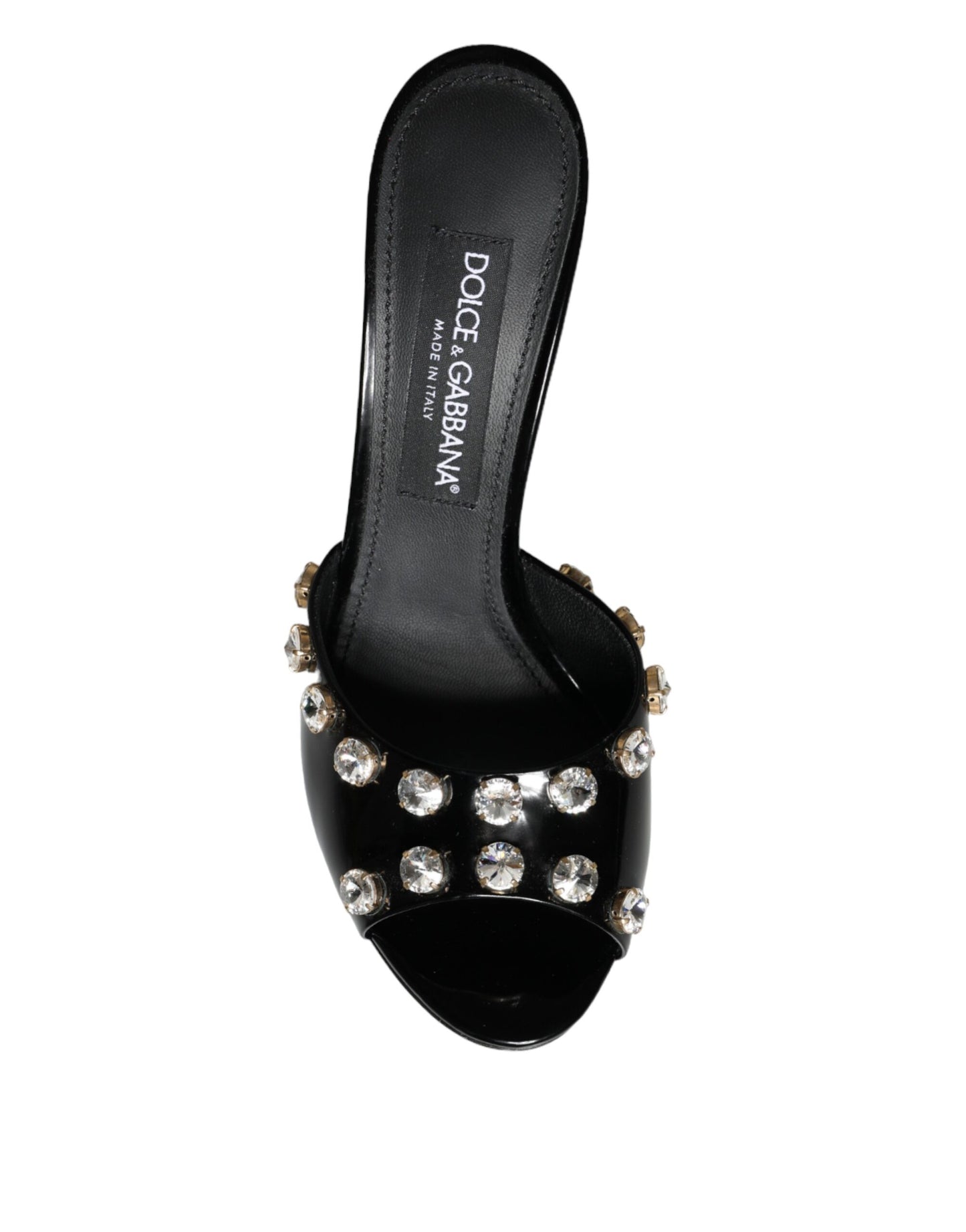 Dolce & Gabbana Black Crystal Heels Keira Sandals Shoes EU39 / US8.5