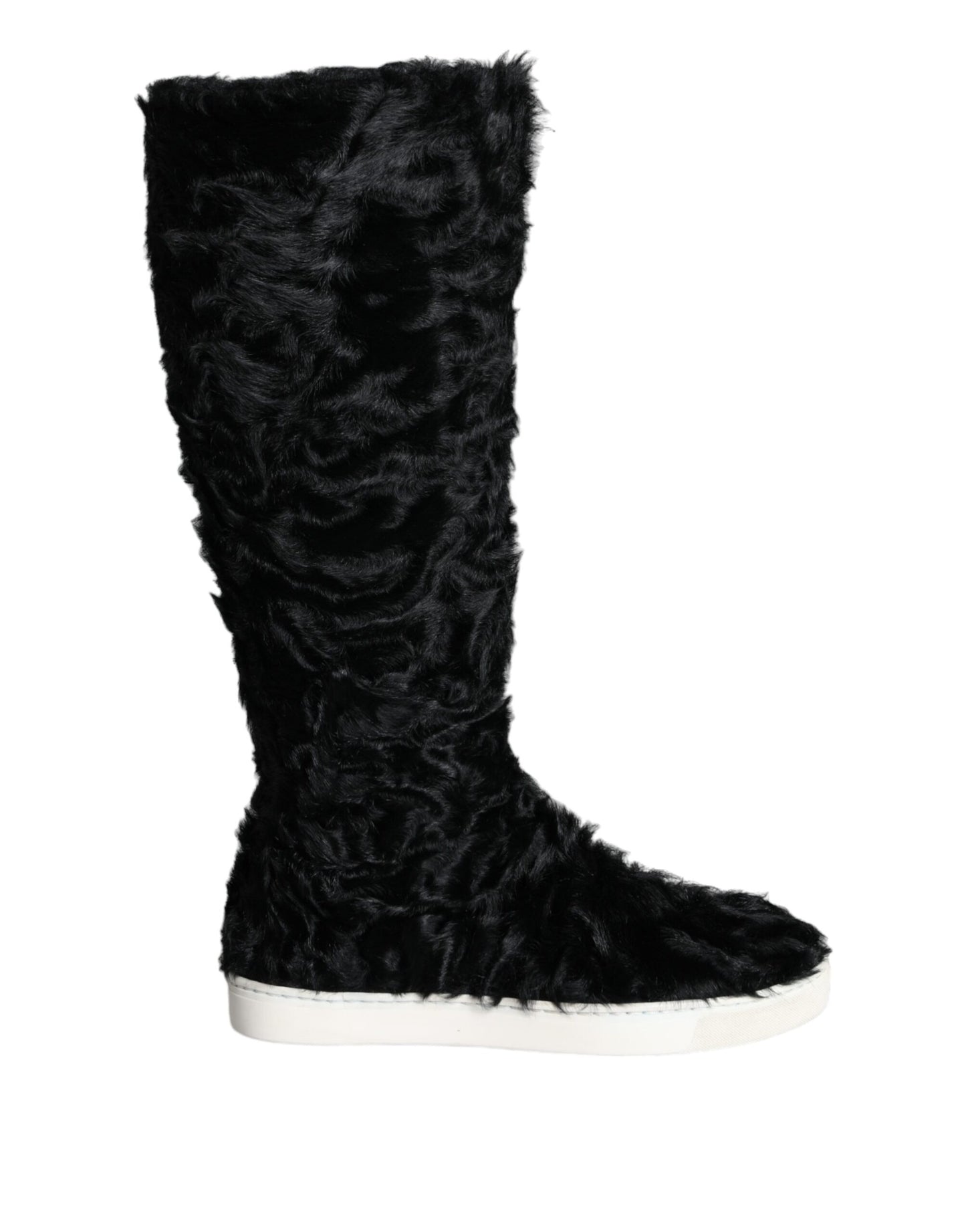 Dolce & Gabbana Black Xiangao Lamb Fur Leather Boots Shoes EU36 / US5.5