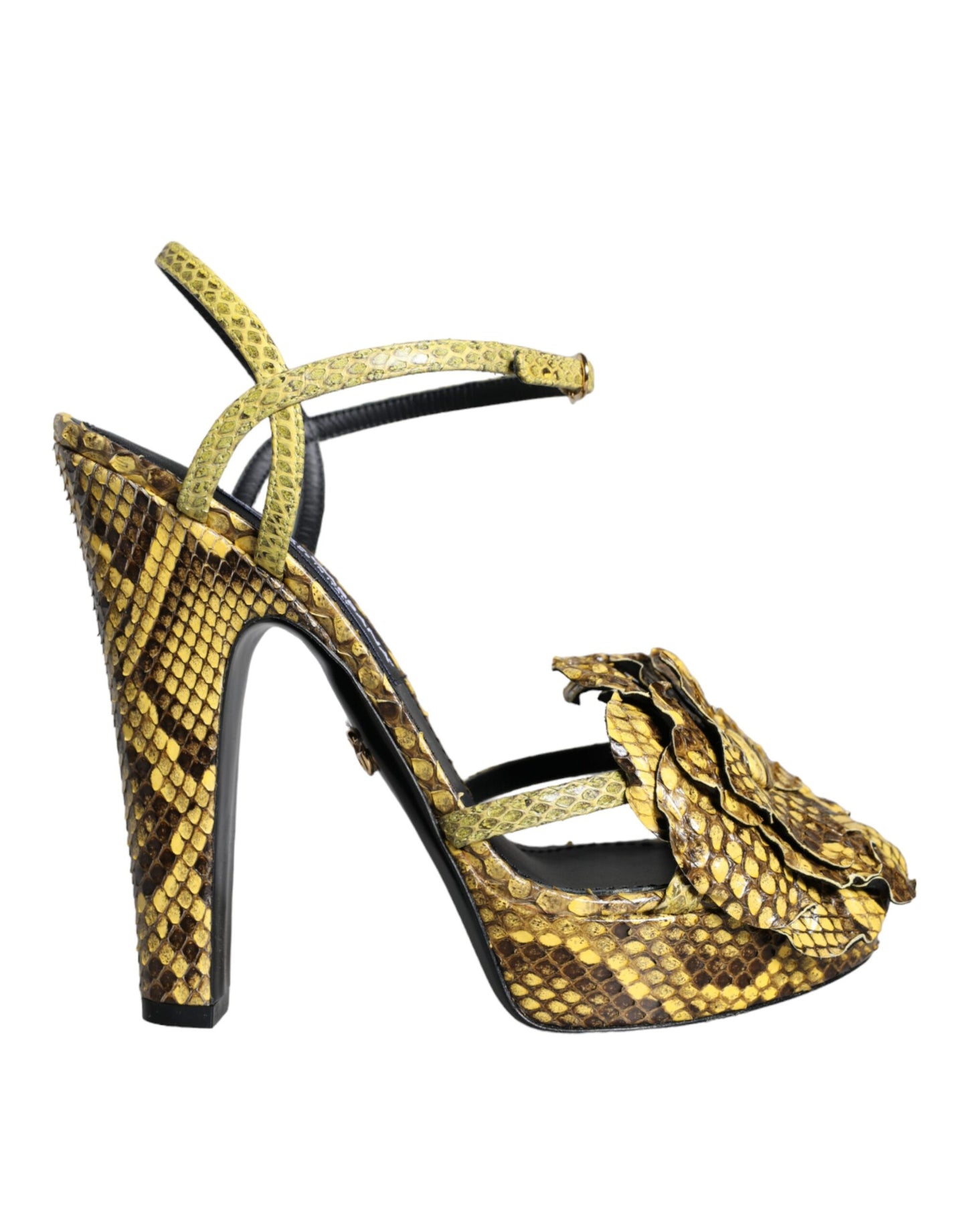 Dolce & Gabbana Yellow Exotic Leather Ankle Strap Heels Sandals Shoes EU39 / US8.5