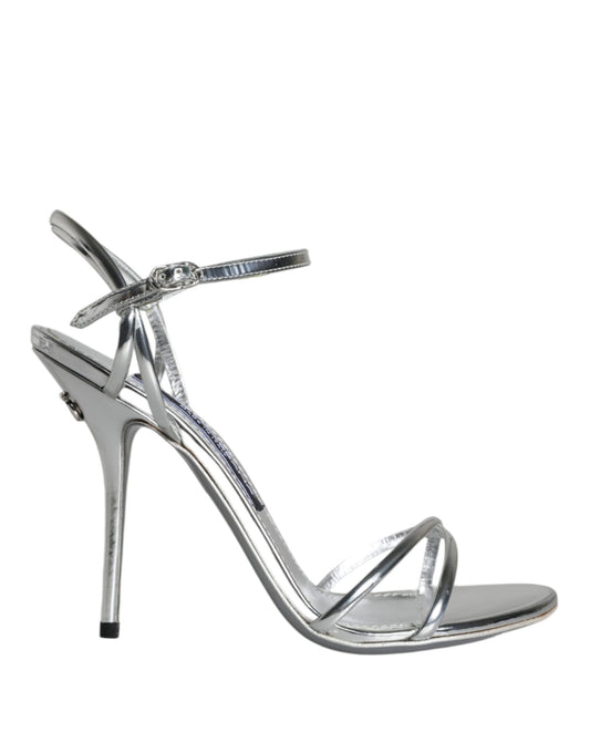 Dolce & Gabbana Silver KEIRA Leather AnkleStrap Sandals Shoes EU36.5 / US6