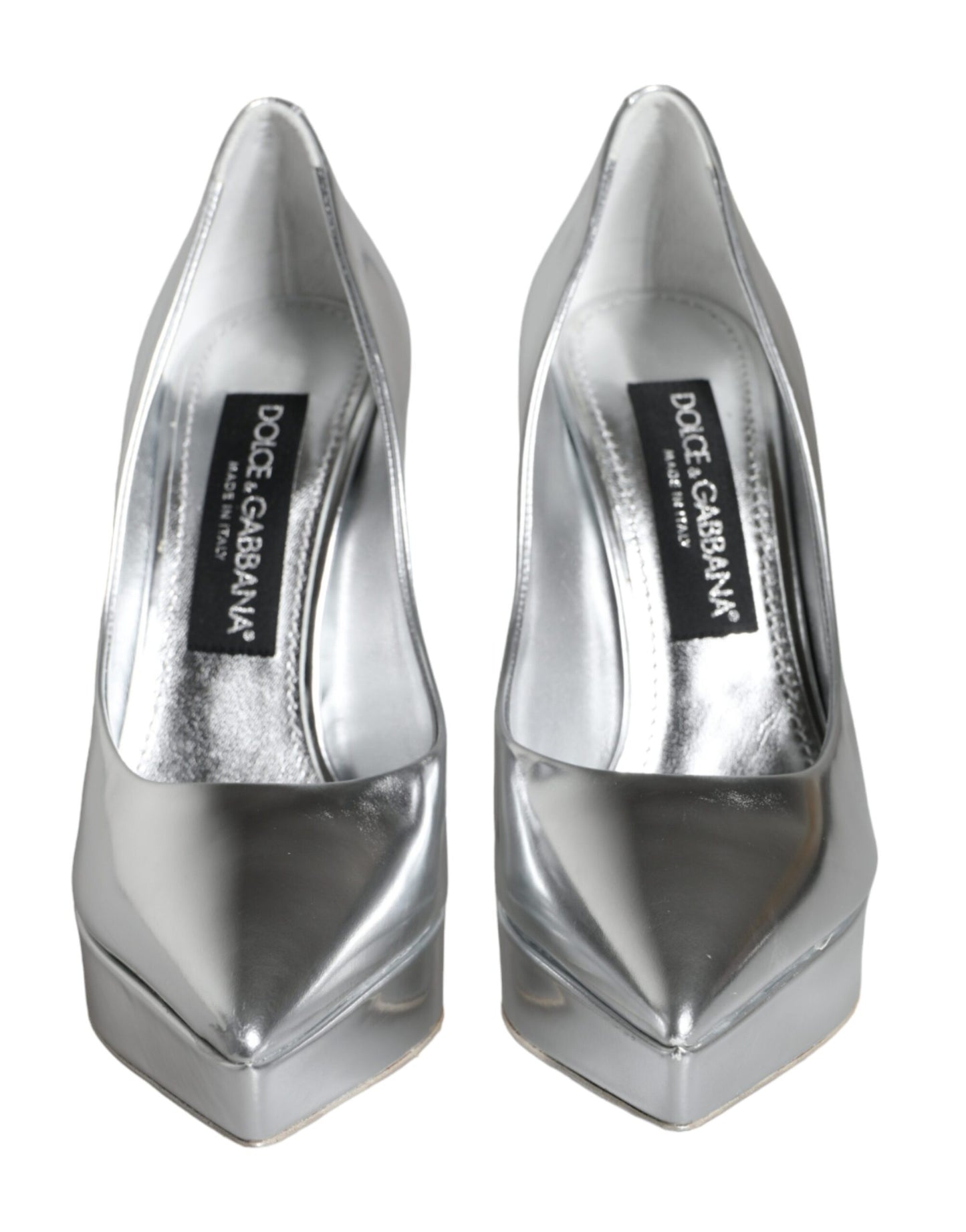 Dolce & Gabbana Silver Leather Platform Heels Pumps Shoes EU37 / US6.5