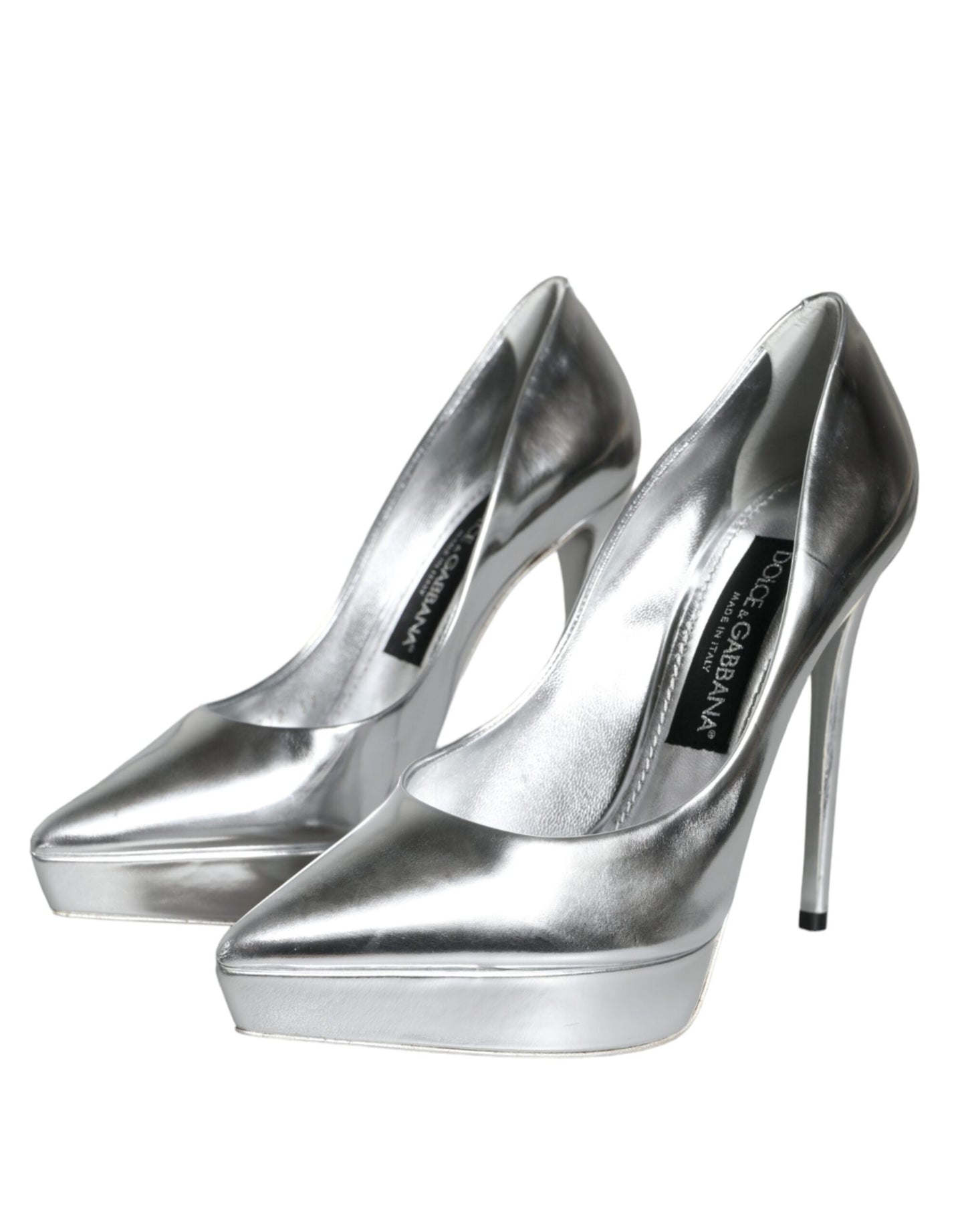 Dolce & Gabbana Silver Leather Platform Heels Pumps Shoes EU37 / US6.5