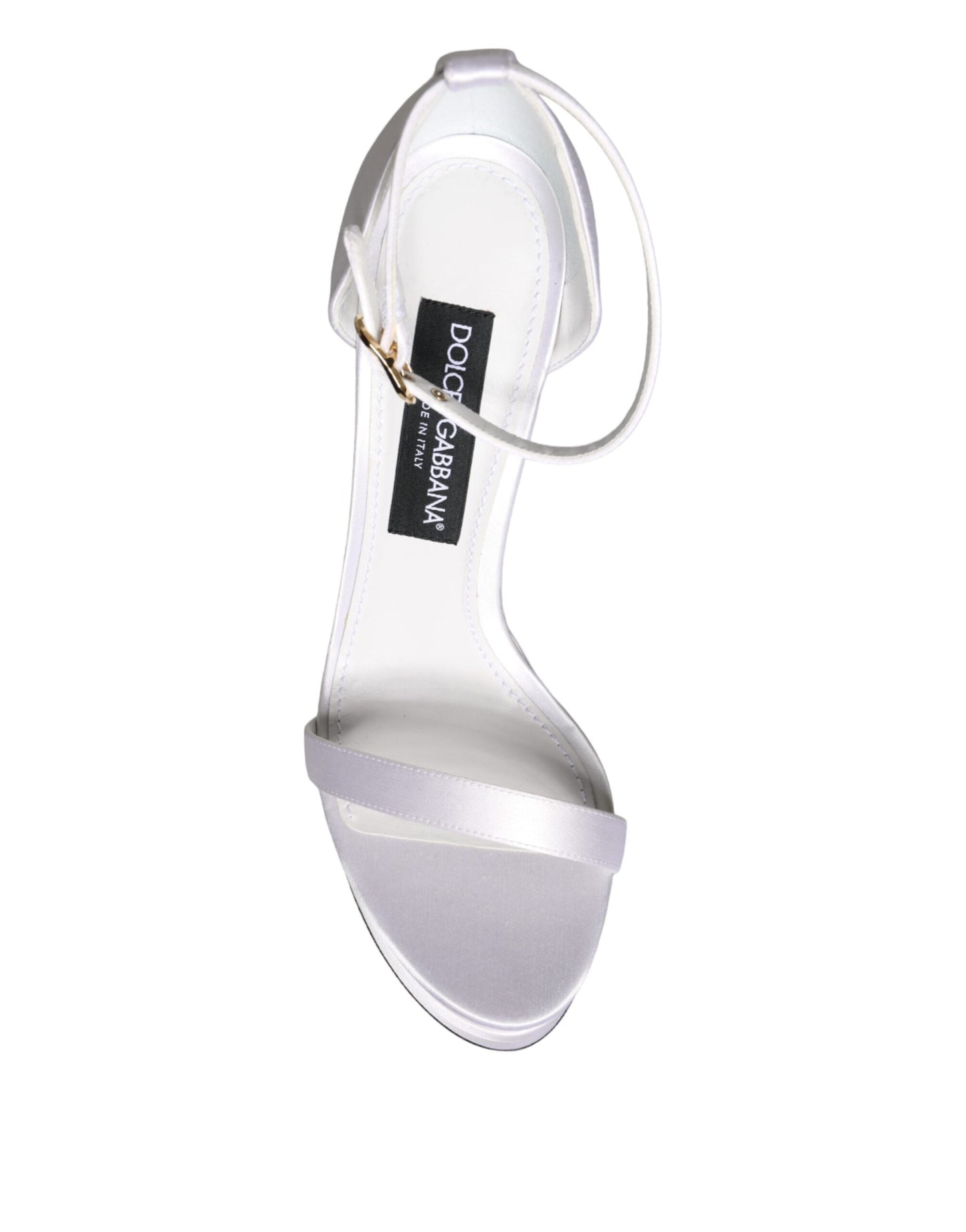 Dolce & Gabbana White Keira Satin Ankle Strap Sandals Shoes EU40 / US9.5