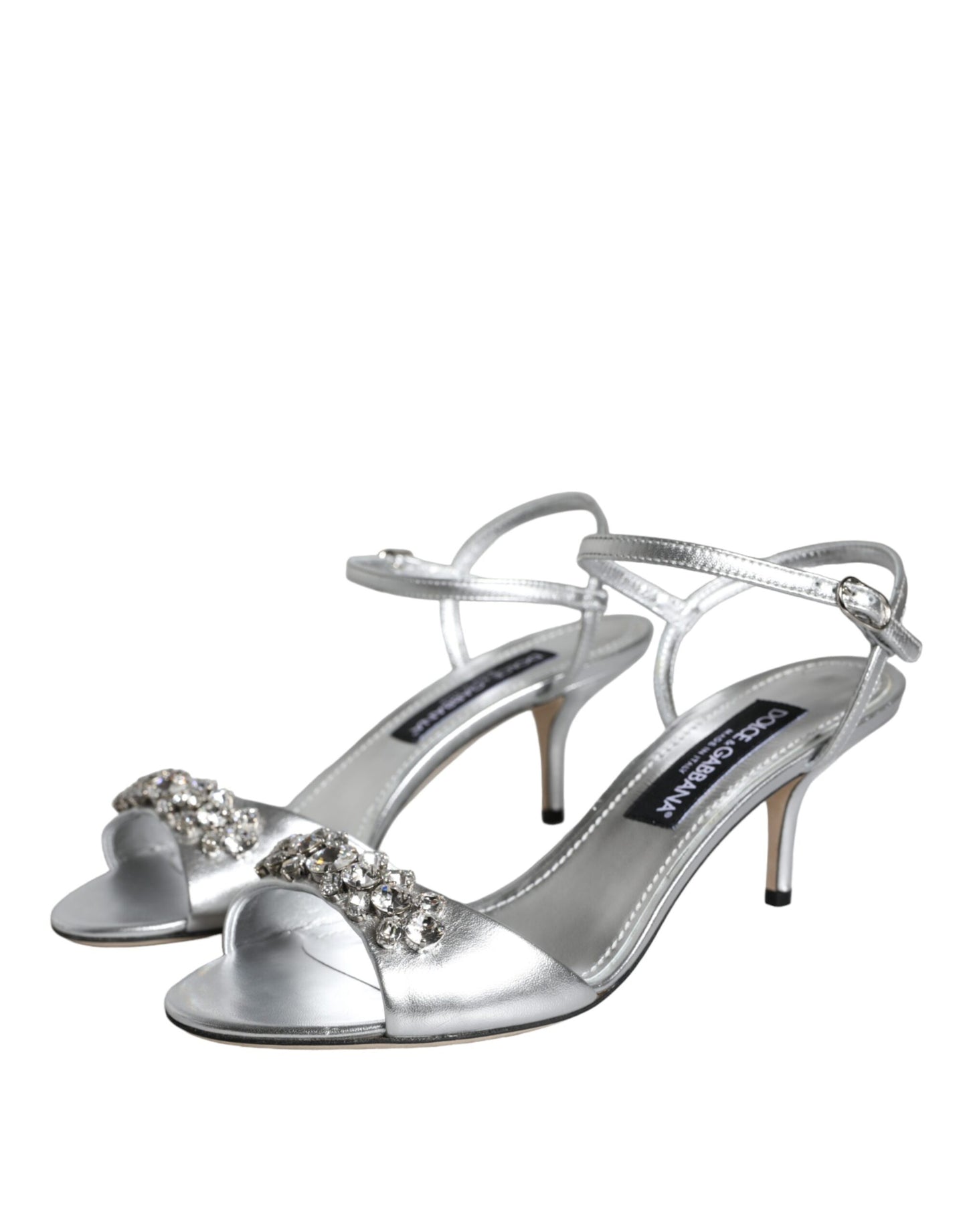 Dolce & Gabbana Silver Crystal AnkleStrap Keira Sandals Shoes EU40 / US9.5